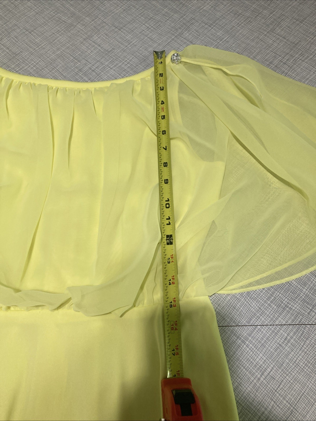Vtg 70s Grecian Disco Maxi Dress Neon Yellow Chartreuse Chiffon Overlay Gown XS