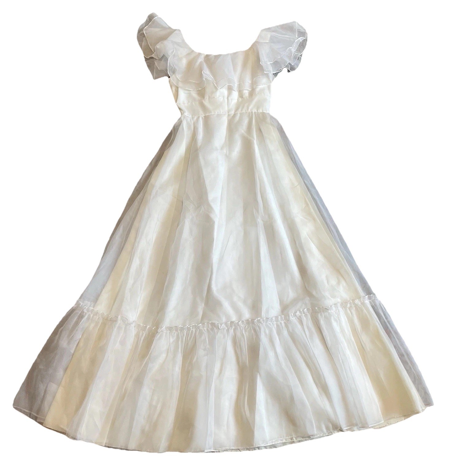 Lorrie Deb Women’s Vintage Union Made Size 9 White Sleeveless Wedding Dress-D1