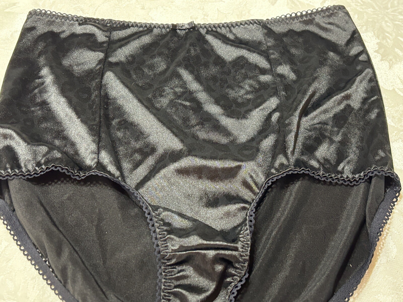 Vtg MARILYN MONROE 7159-49 Second Skin Satin 2X Black Leopard Panties #219