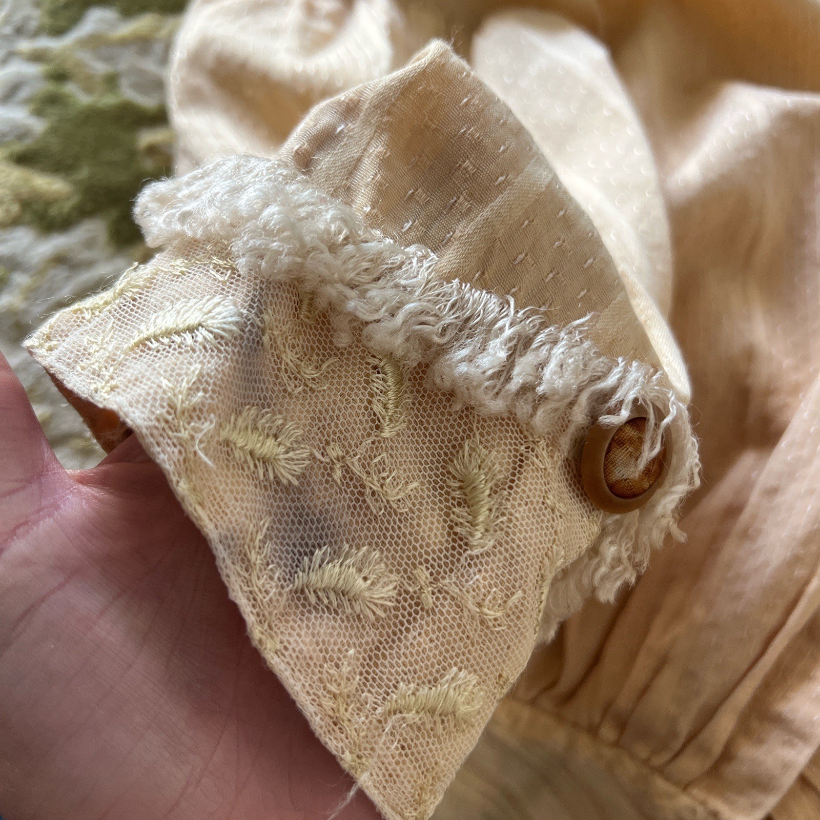 Antique Edwardian Blouse Wounded Bird 1900s XS