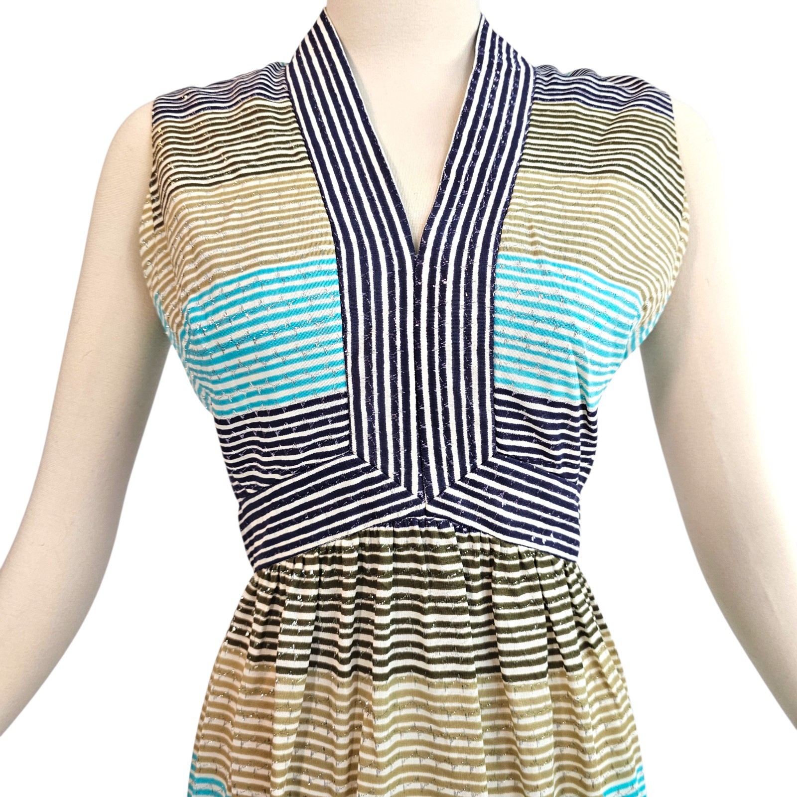 Vintage 1960s 70s Dress Sundress Striped Tiered Young Dimensions Romantica