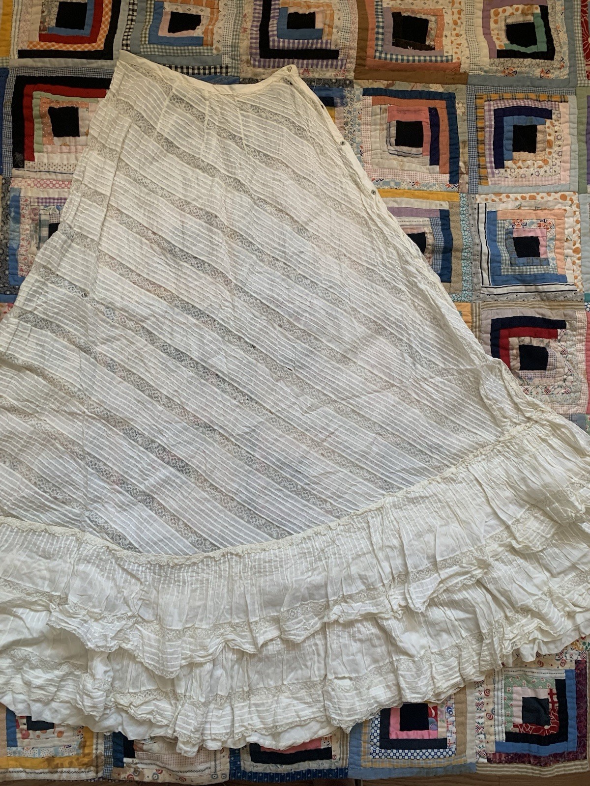 As Is Absolutely Stunning Antique Edwardian Asymmetrical Lace Prairie Skirt
