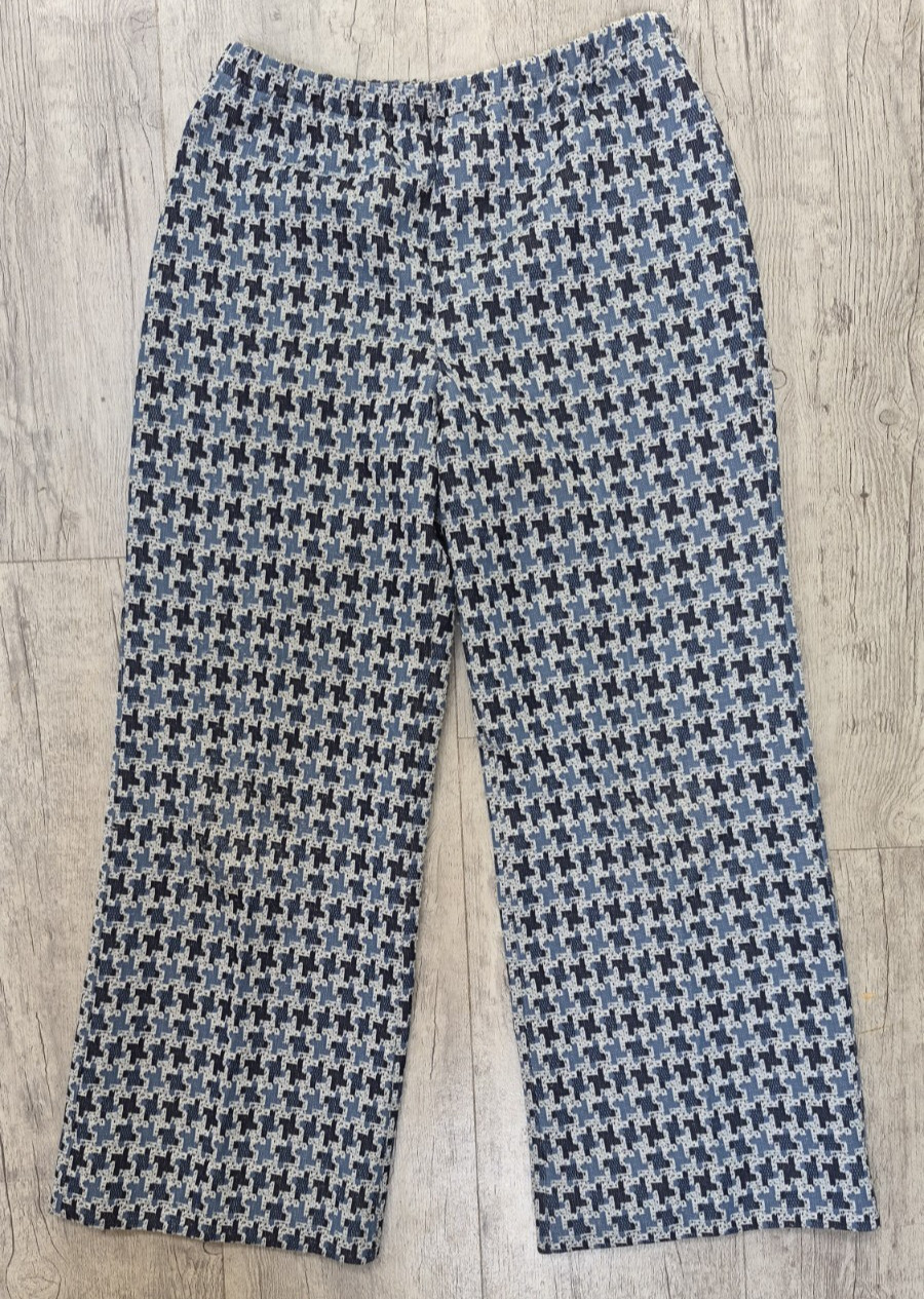 Vintage 60&rsquo;s SEARS Double Knit Blue Houndstooth Bell Bottoms Pants – Size M