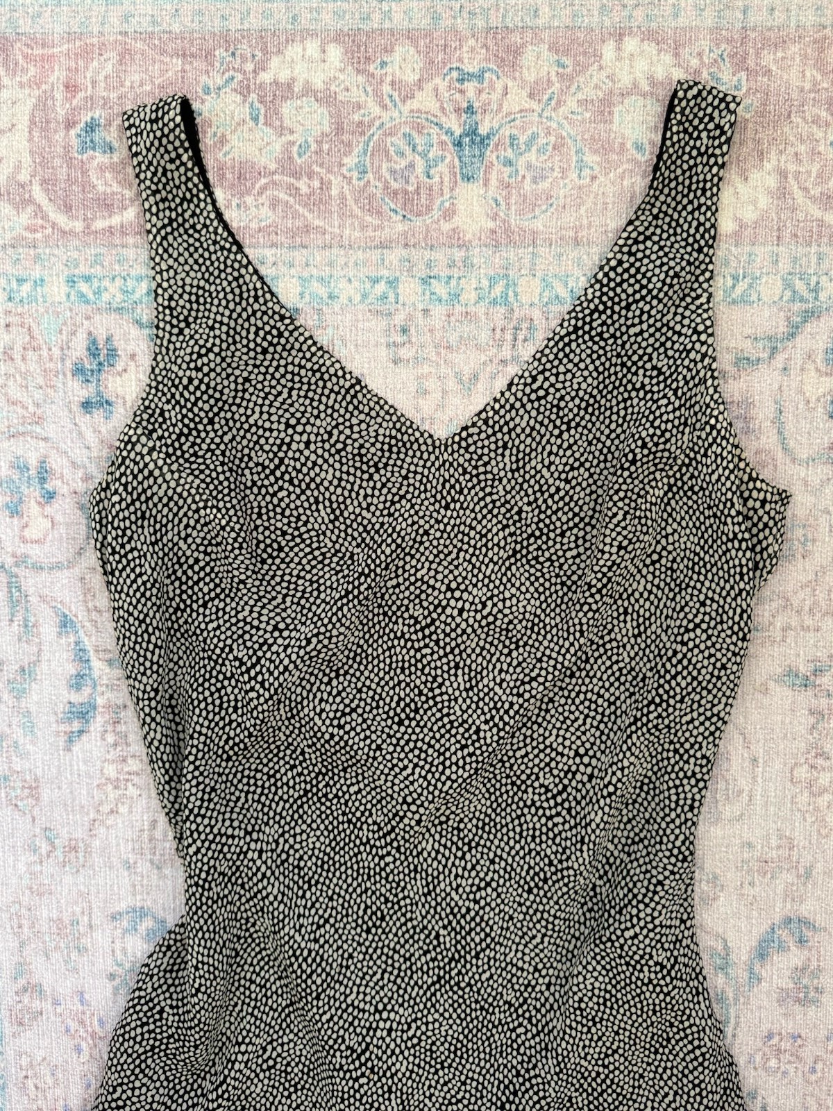 Shomi Black & White Polka Dot 100% Silk Midi Dress Size 8 Vintage 90s Y2K