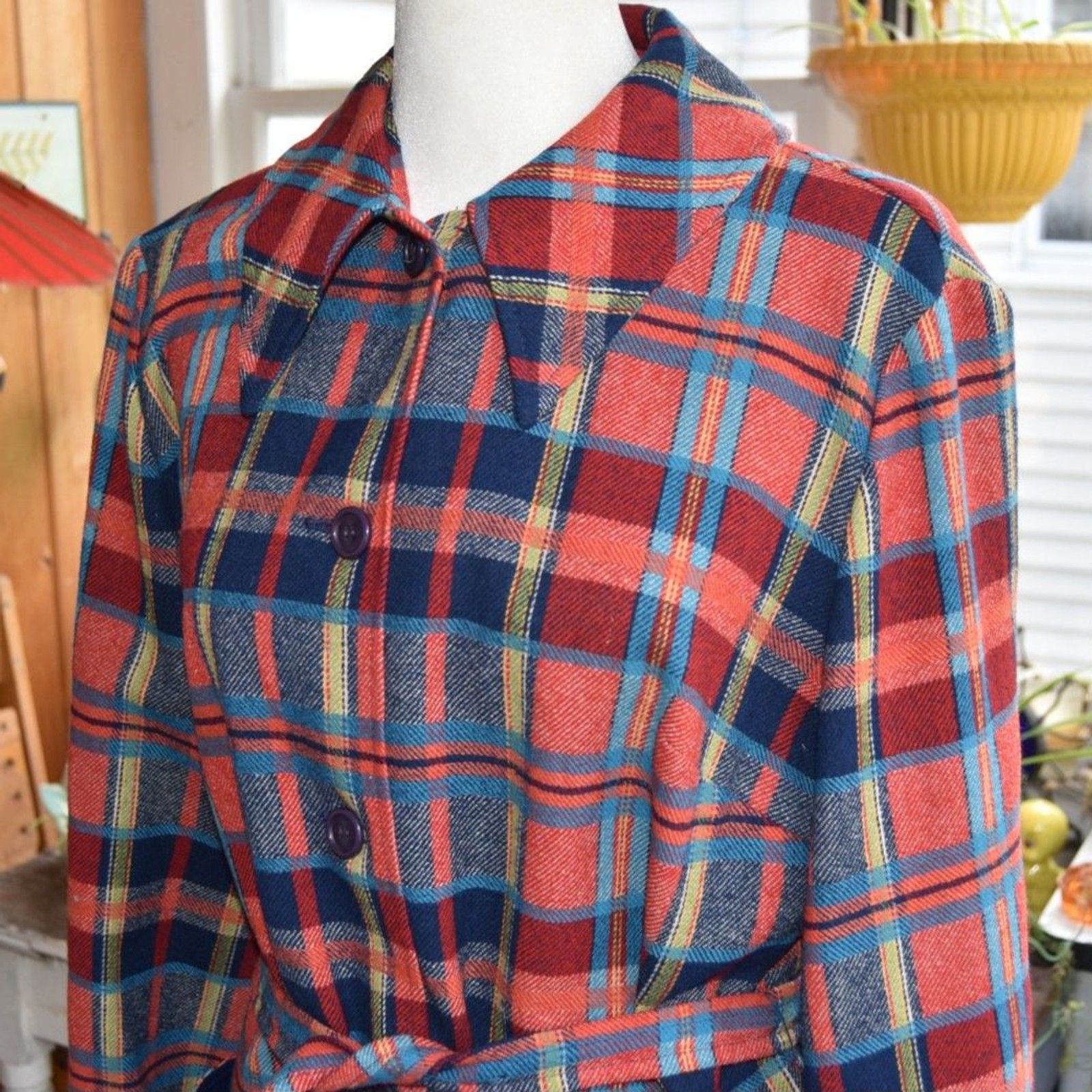 Vintage 60s-70s Pendleton Knockabouts Virgin Wool Plaid Belted Jacket Women&rsquo;s M