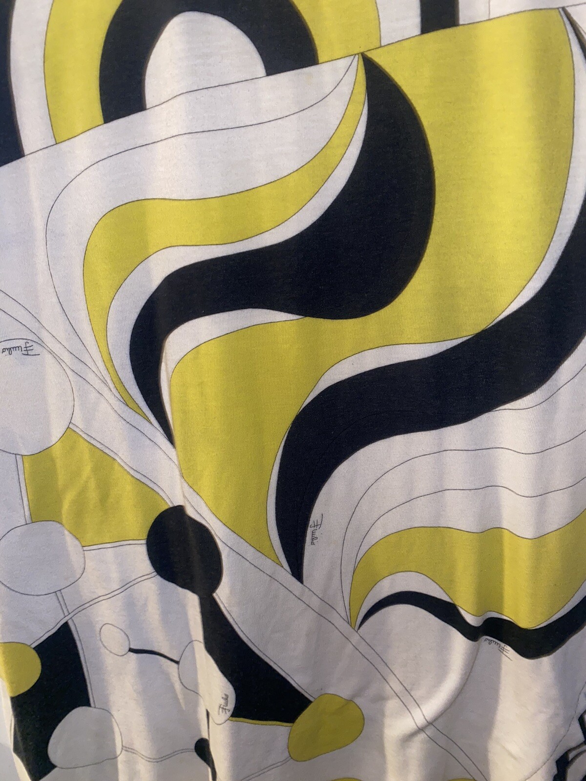 Vintage EMILIO PUCCI Cotton Sleeveless Tank Sheath Dress B & W +Yellow Sz 4 / SM