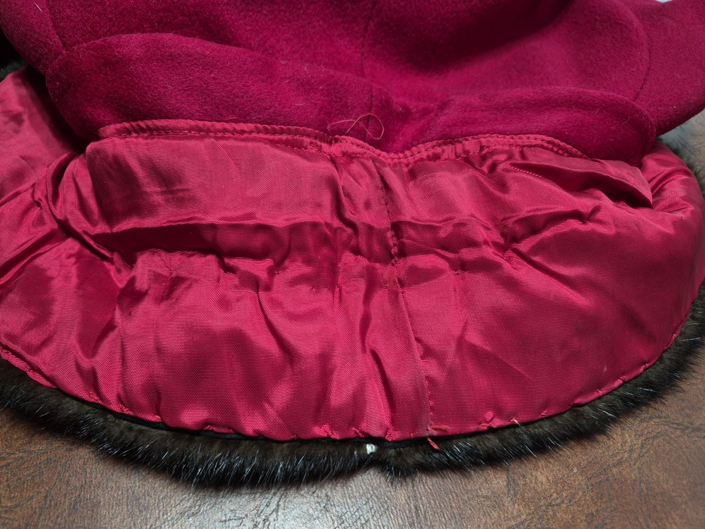 Vtg Forstmann 100% Wool Fur Collar Red Coat Womens No Size Tag Measure READ