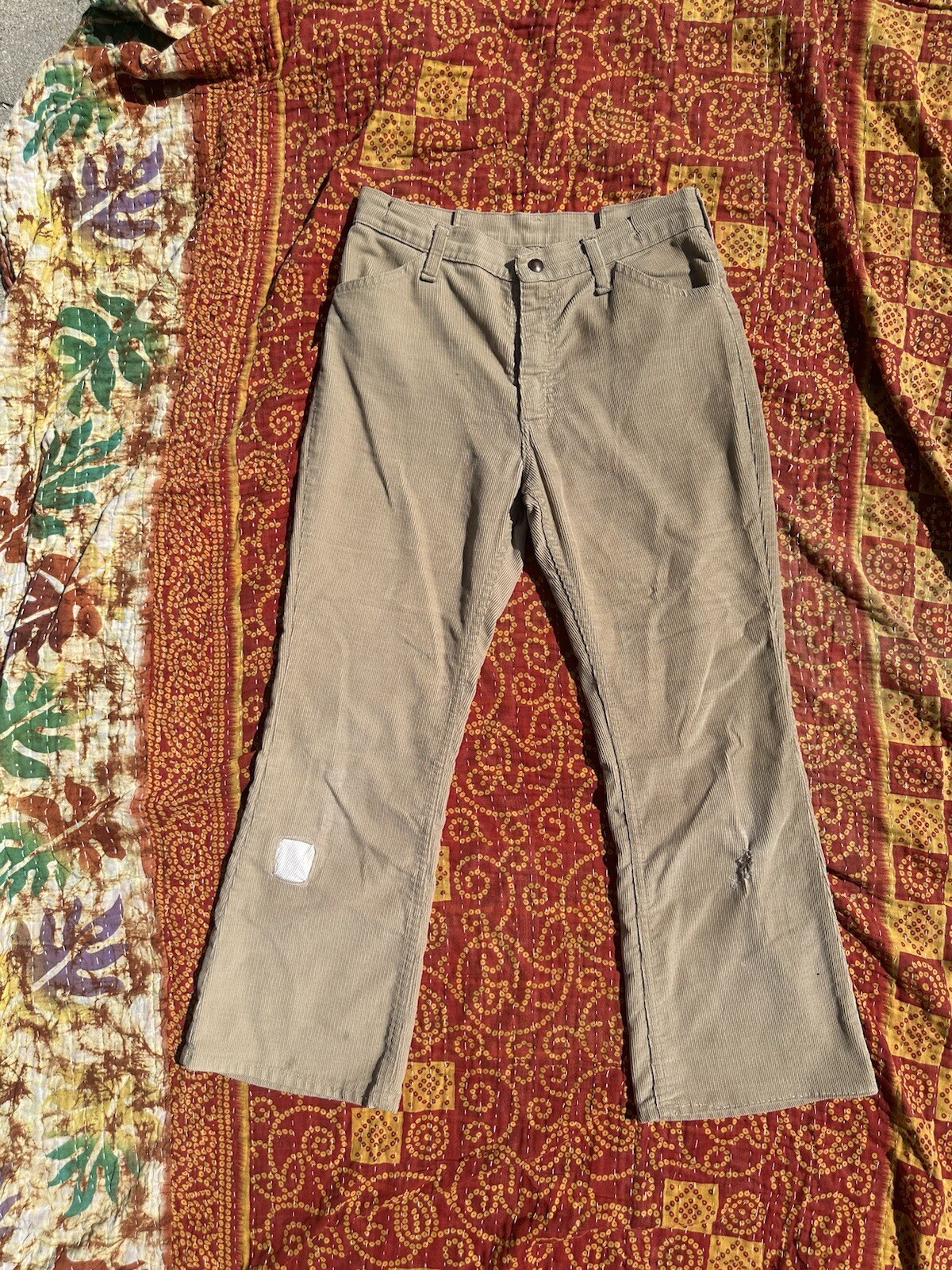 Vintage Tan Corduroy Bell Bottoms 26×25.5