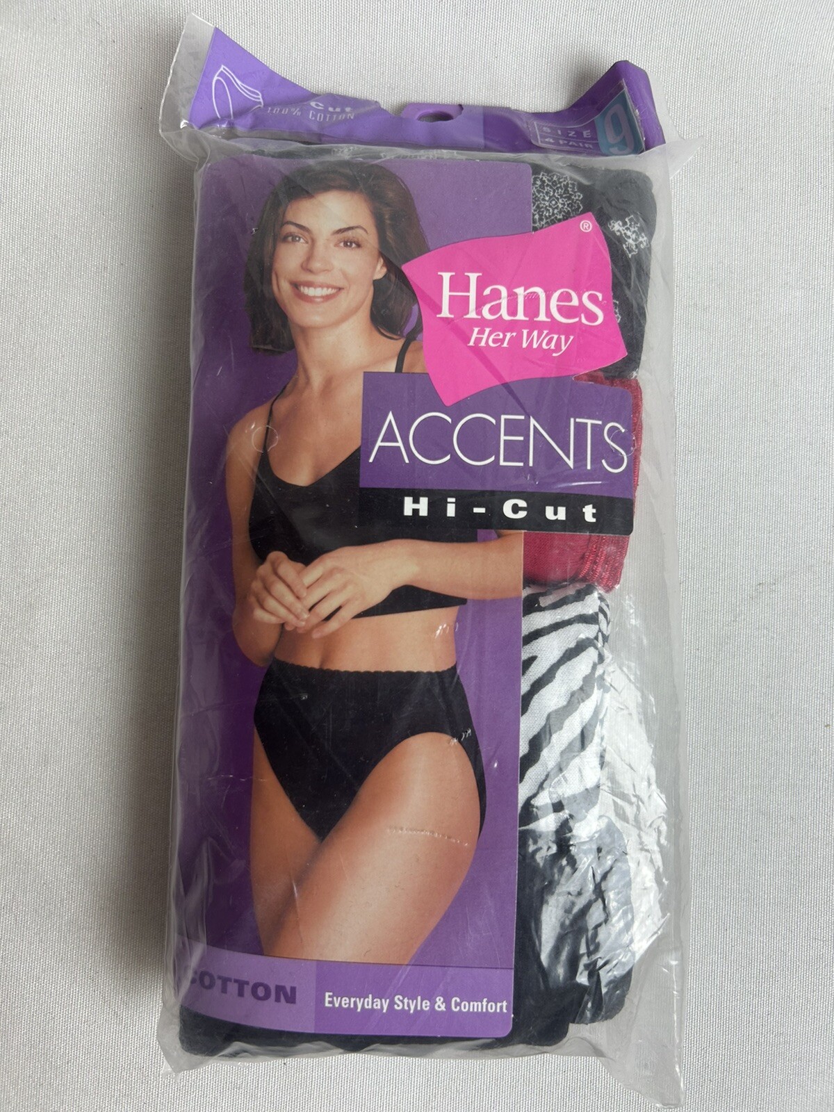 VTG 2001 Hanes Her Way Accents Cotton Brief Size 9 Women 3 Pack Panties
