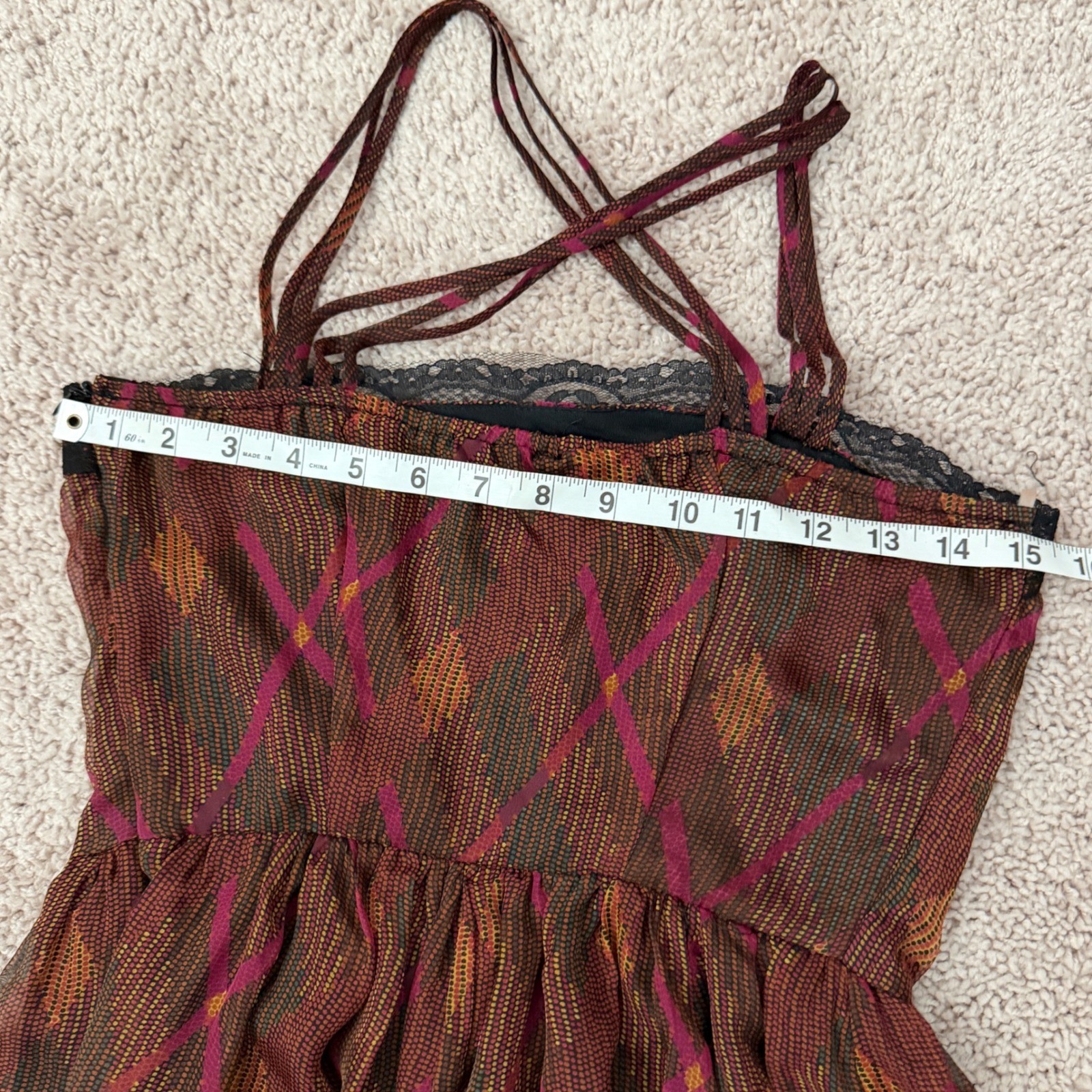 VINTAGE Y2K Silk Mini Dress Babydoll Lace Trim Fairy Grunge Coquette Size XS S