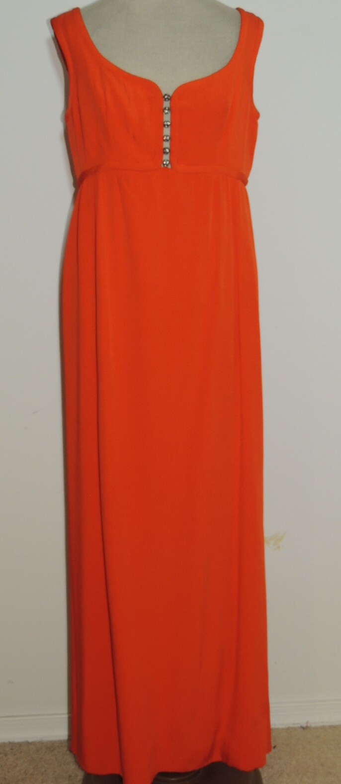 Royalton Ltd. Red Faille Maxi Dress W Rhinestone Buttons SM – MED