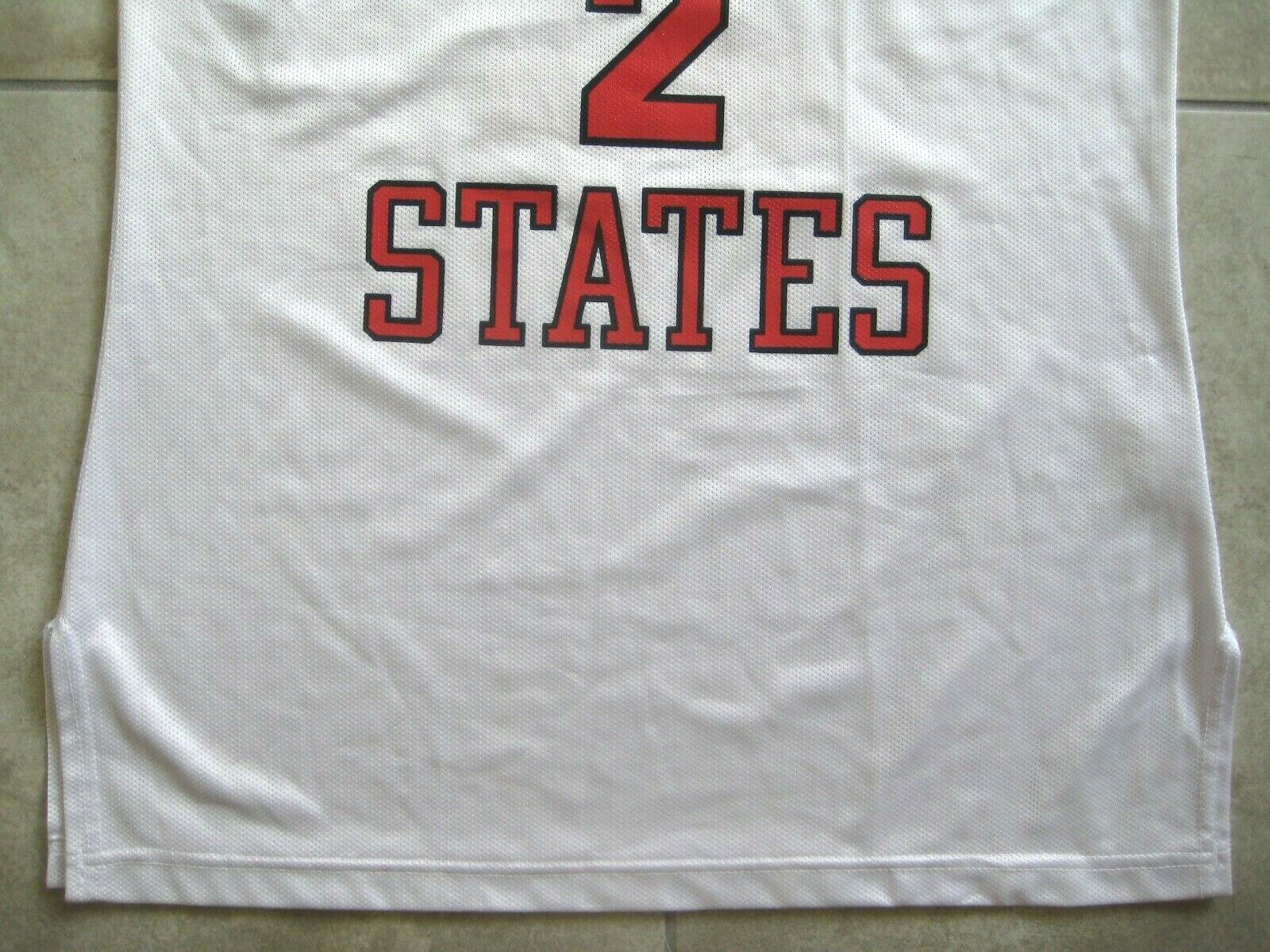 Vintage Lady CHAMPION UNITED STATES USA White Basketball #2 Jersey USED 12 SMALL