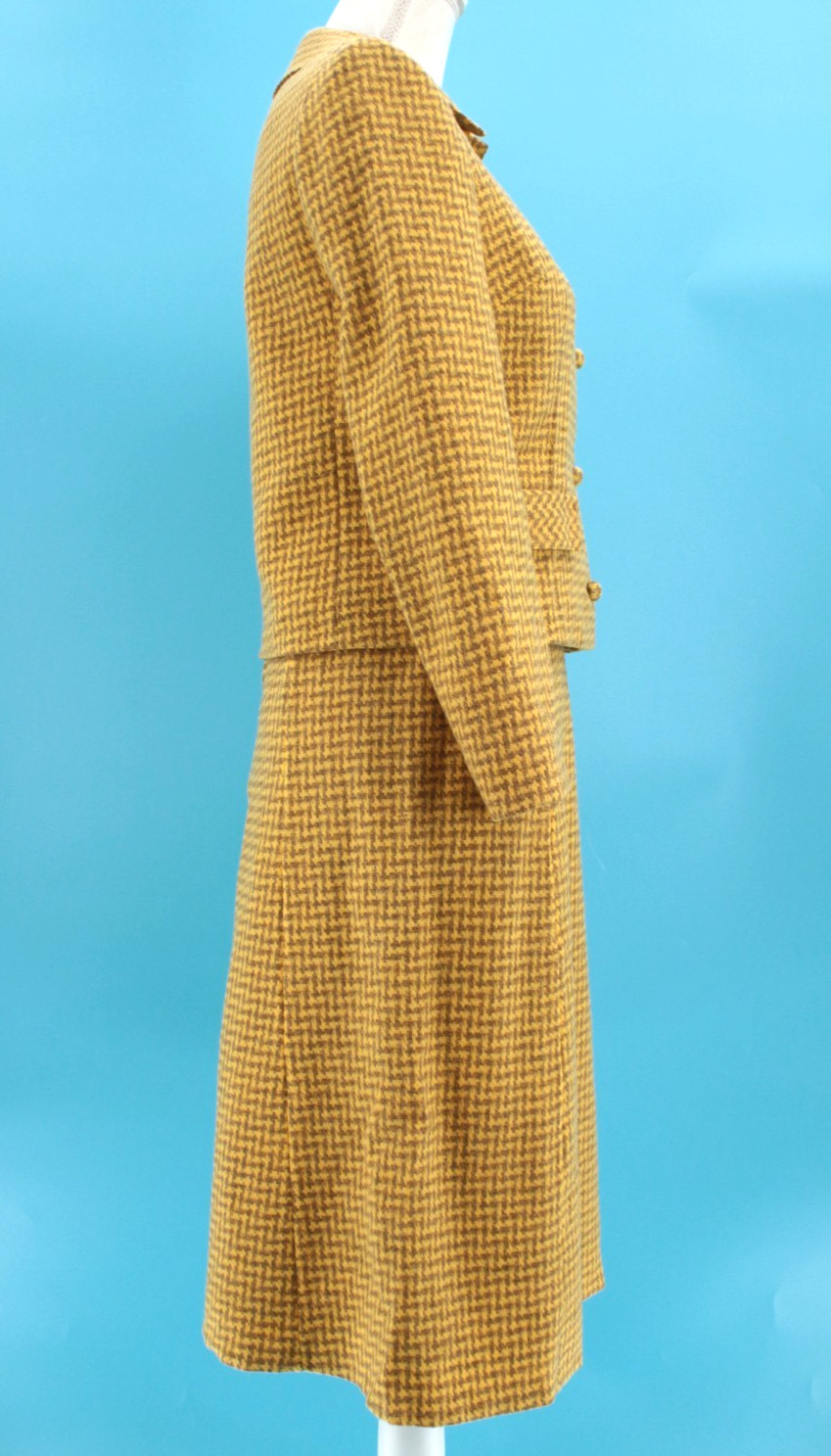 VTG Women&rsquo;s 60s 2 Pc Pendleton Yellow & Beige Wool Dress Suit XS/S 1960s