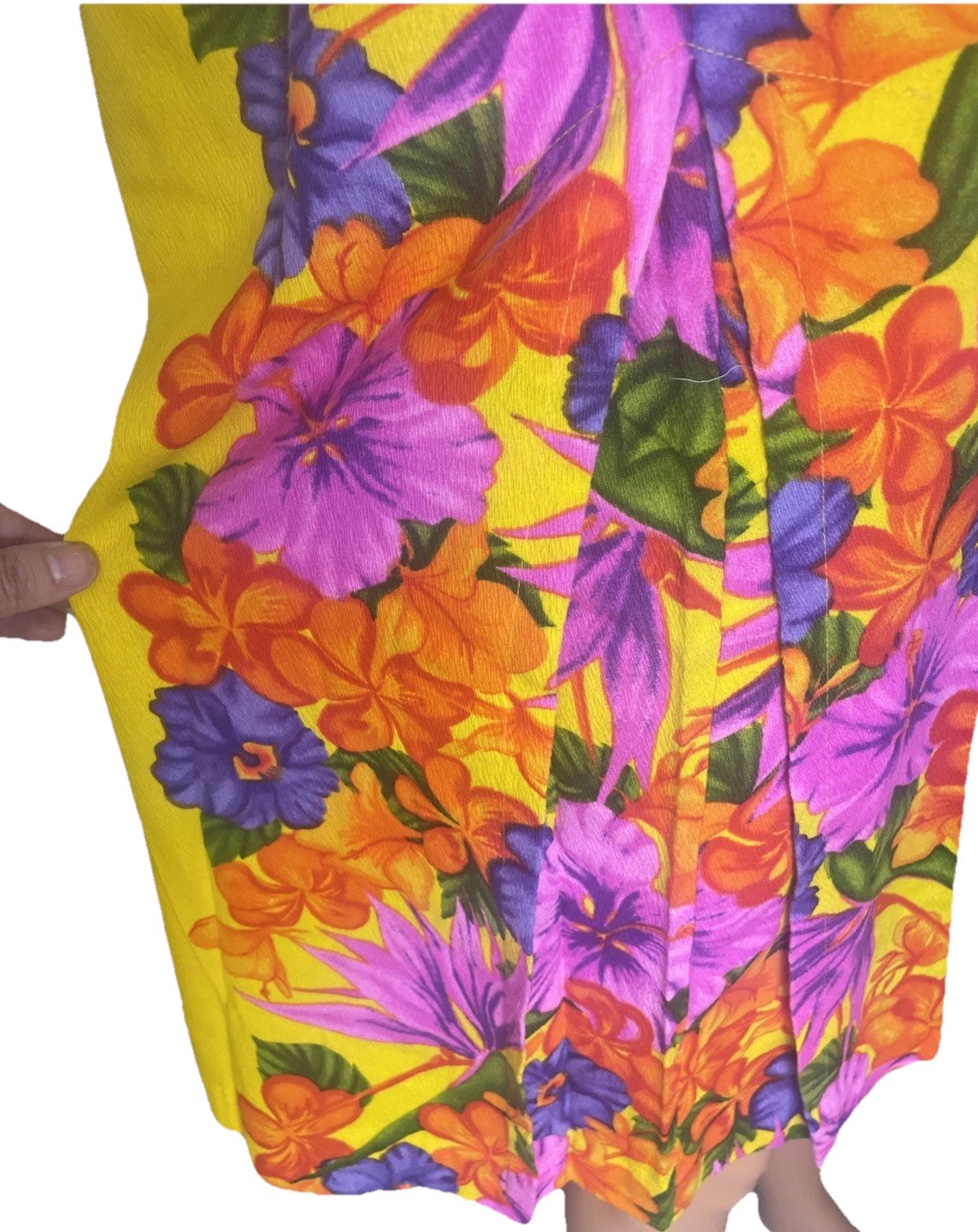 Vintage 1960’s Hawaiian Togs Honeymoon Mini Dress Bright Yellow Floral Size XS