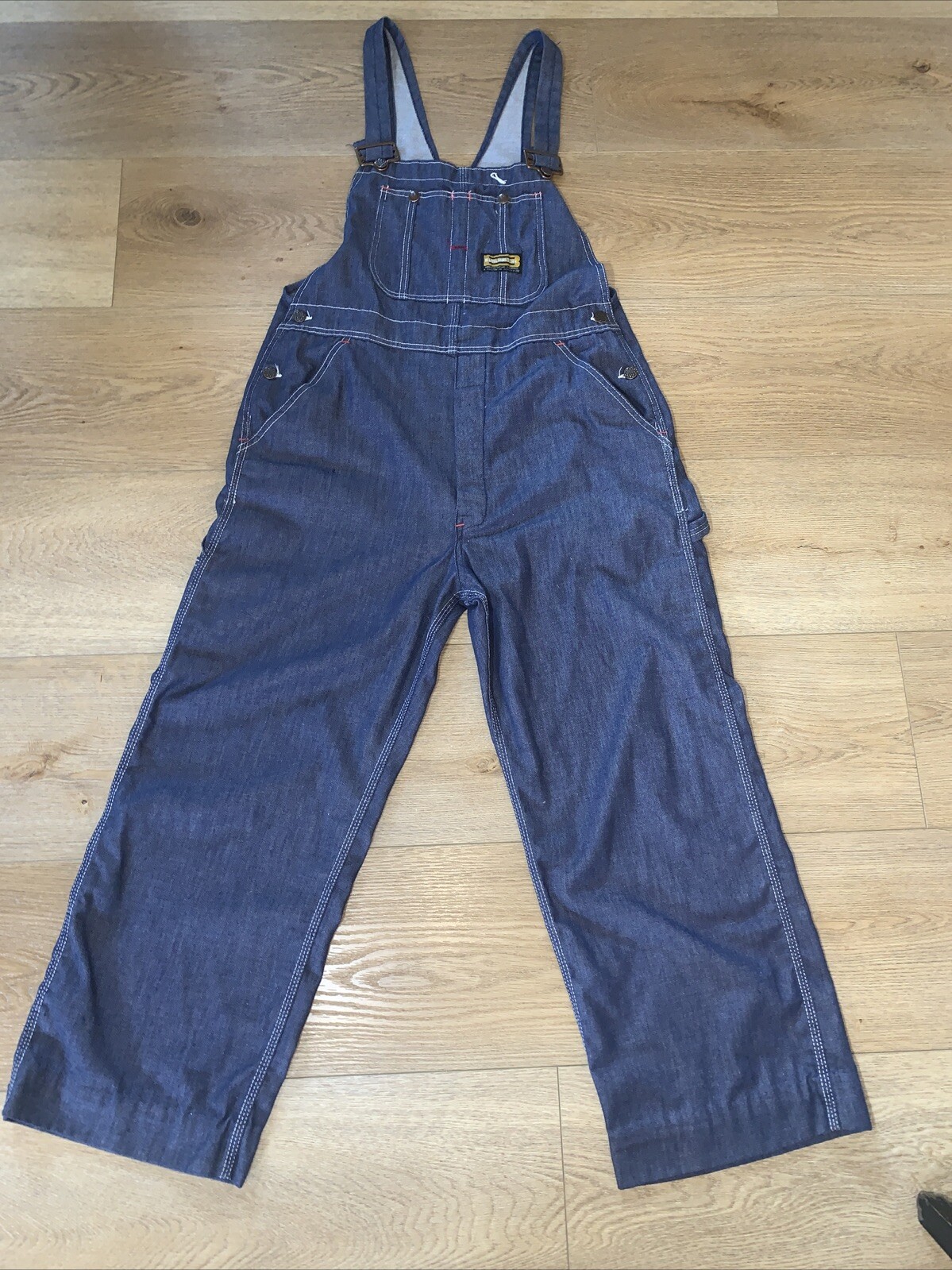 VINTAGE Overalls Burlington Denim Work Wear Bibs 38 W Unisex PRISTINE