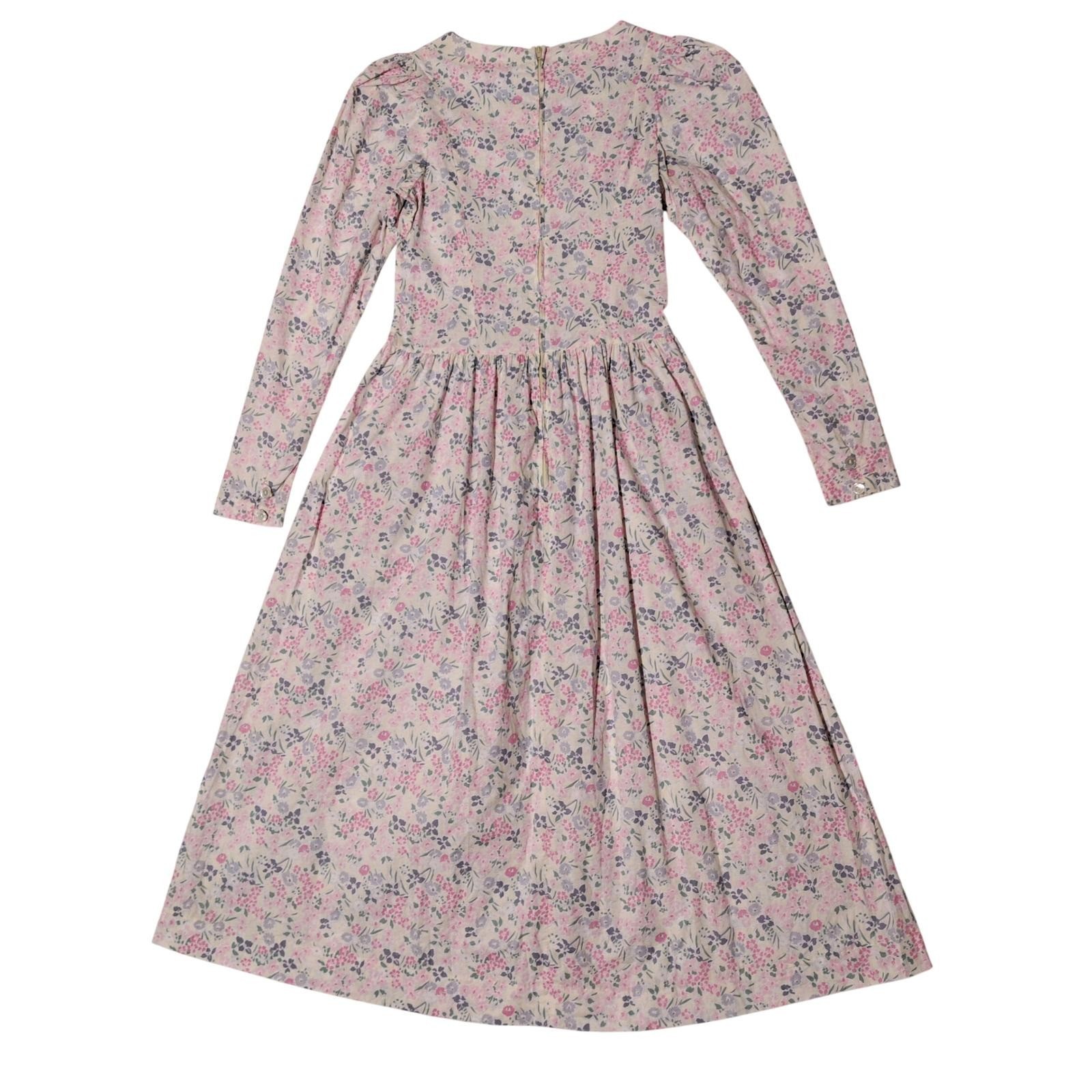 Vintage Laura Ashley Floral Cotton Dress Made in Great Britain Pink USA 8