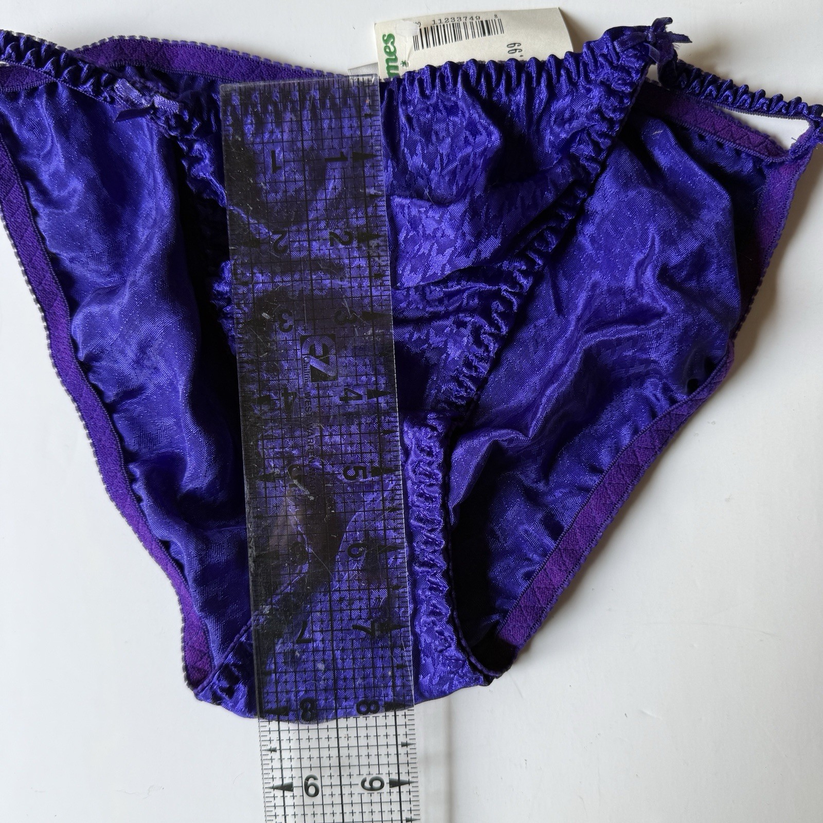 NEW Vintage Van Mar Purple String Bikini Panties Sz L/7 Houndstooth 90s Y2K