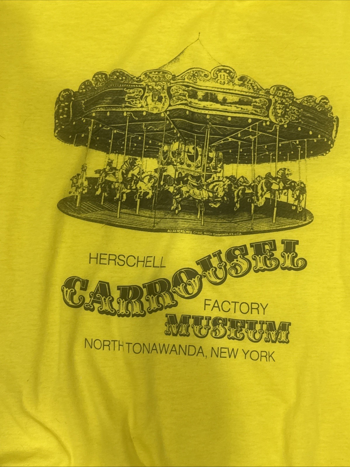 Vintage Screen Stars Herschell Carrousel Museum Womens Elastic Bottom TShirt LG