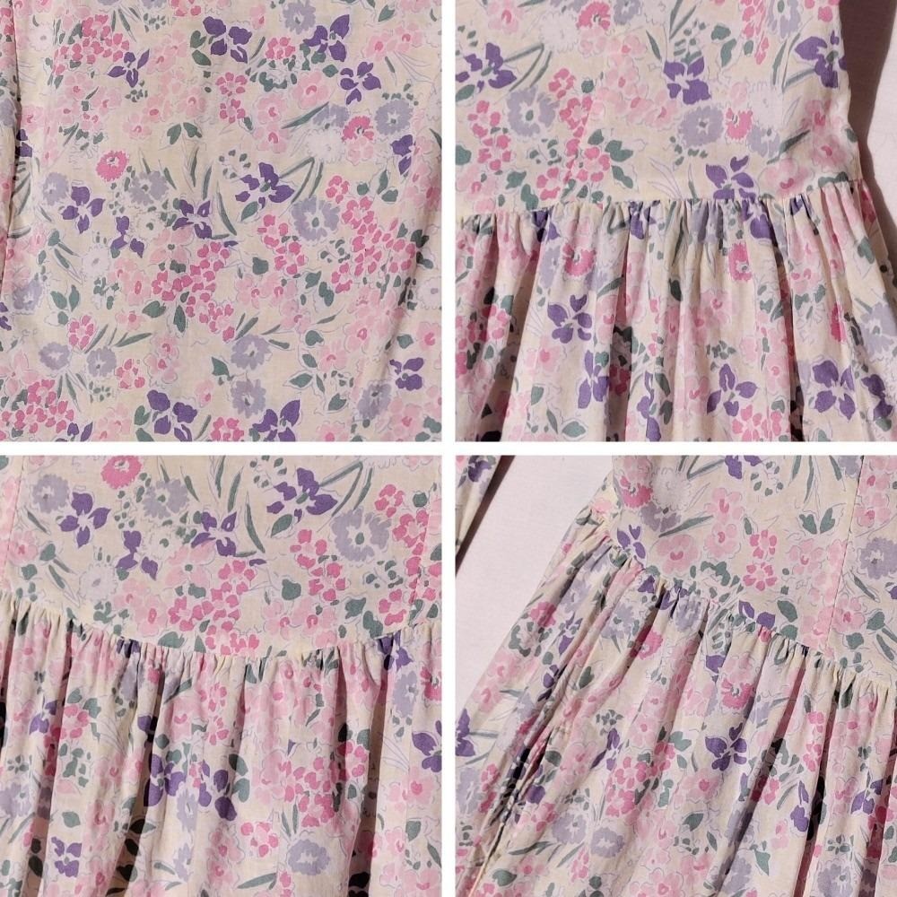 Vintage Laura Ashley Floral Cotton Dress Made in Great Britain Pink USA 8