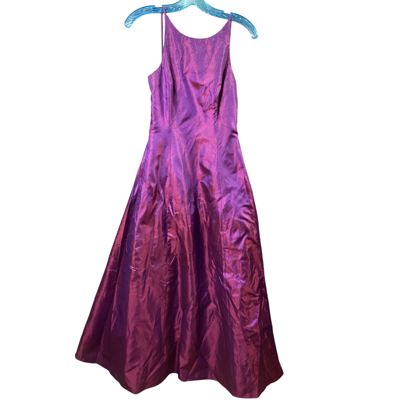 Roberta Vintage 90s Purple Iridescent Shimmer Gown Open Back Prom Dress Party