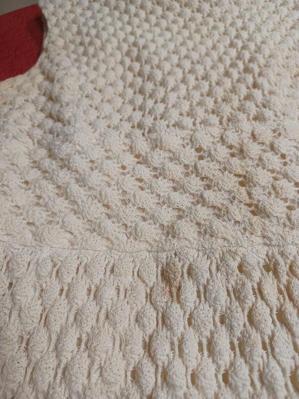 VTG Mid-century 1960s / 1970s Mod Crochet Sleeveless Mini Dress Groovy Ivory S
