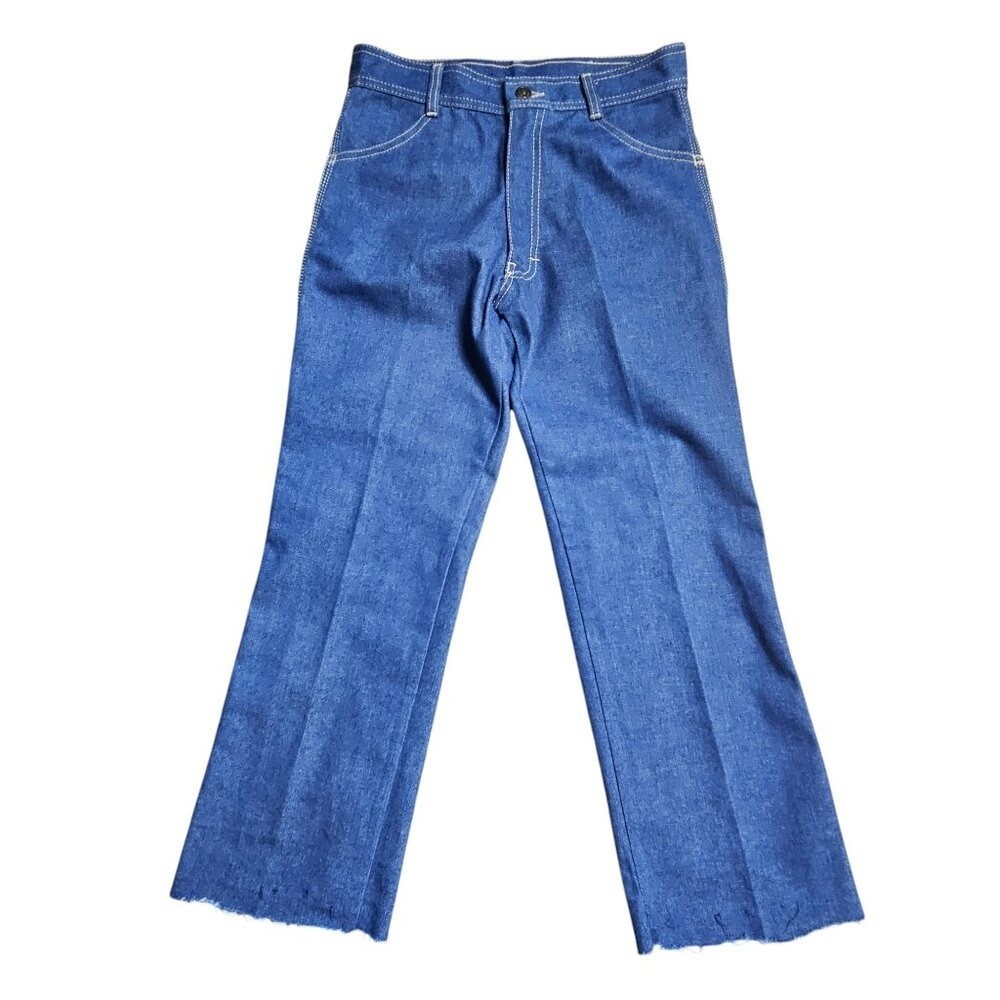 Vintage Live Ins Denim Loose Straight Jeans Raw Hem Embroidered 27×27 Boho Y2K