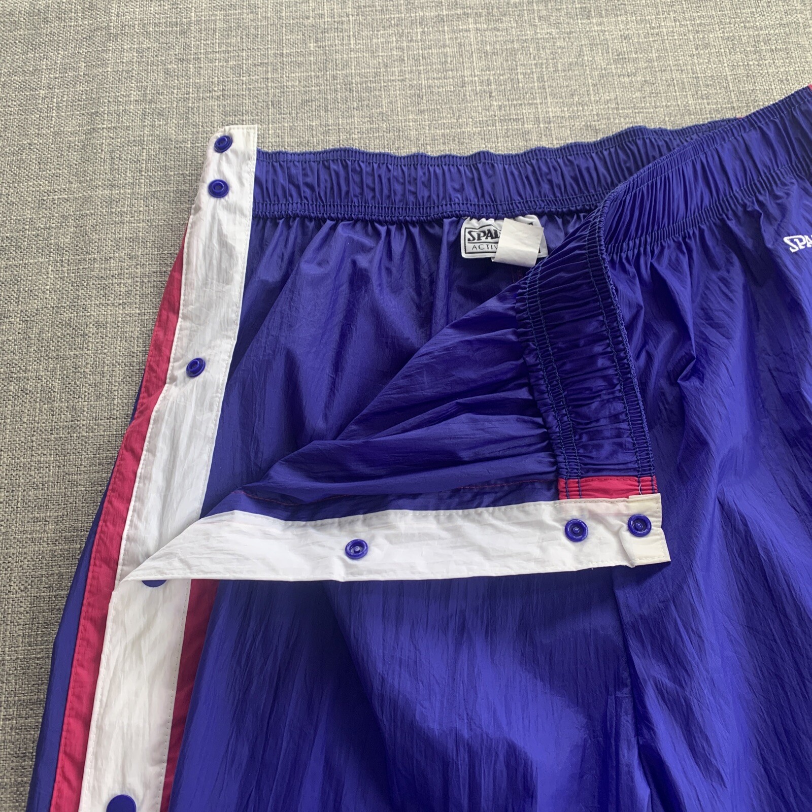 Spalding TEAR-AWAY PANTS Nylon Snap Purple Hot Pink X-Large Vintage 1980’s 90’s