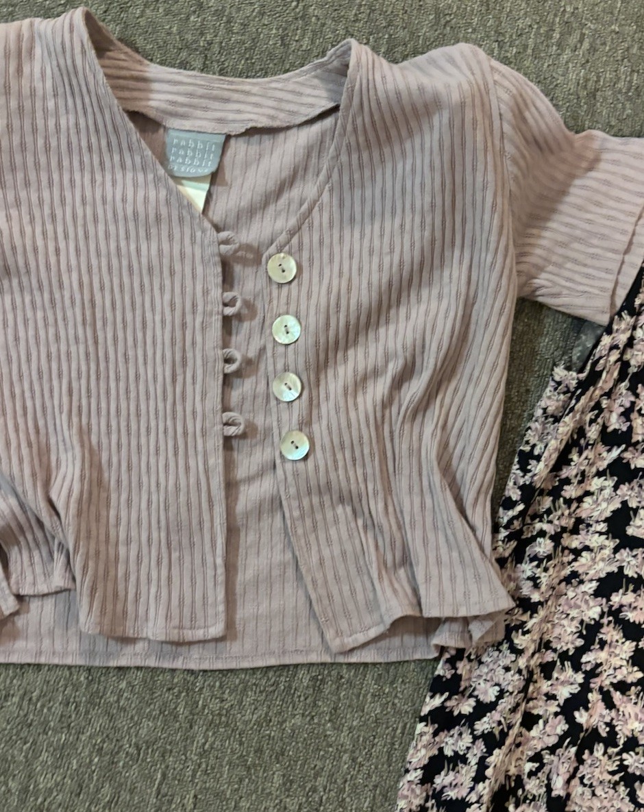 Vintage 90’s Rabbit Rabbit Rabbit Designs Floral Dress & Short Sleeve Top Set