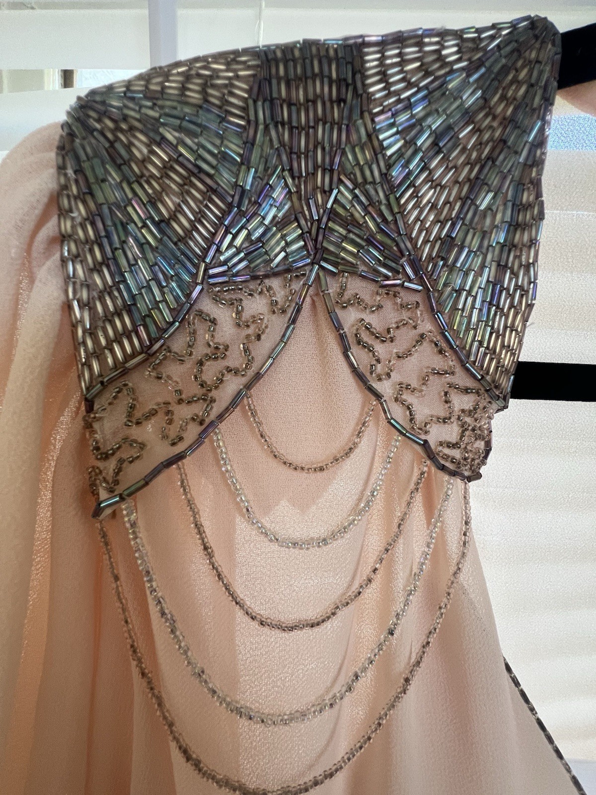 Rare Vintage 1982 Eletra Casadei Art Deco Blush Chiffon Dress Size 10 BEAUTIFUL