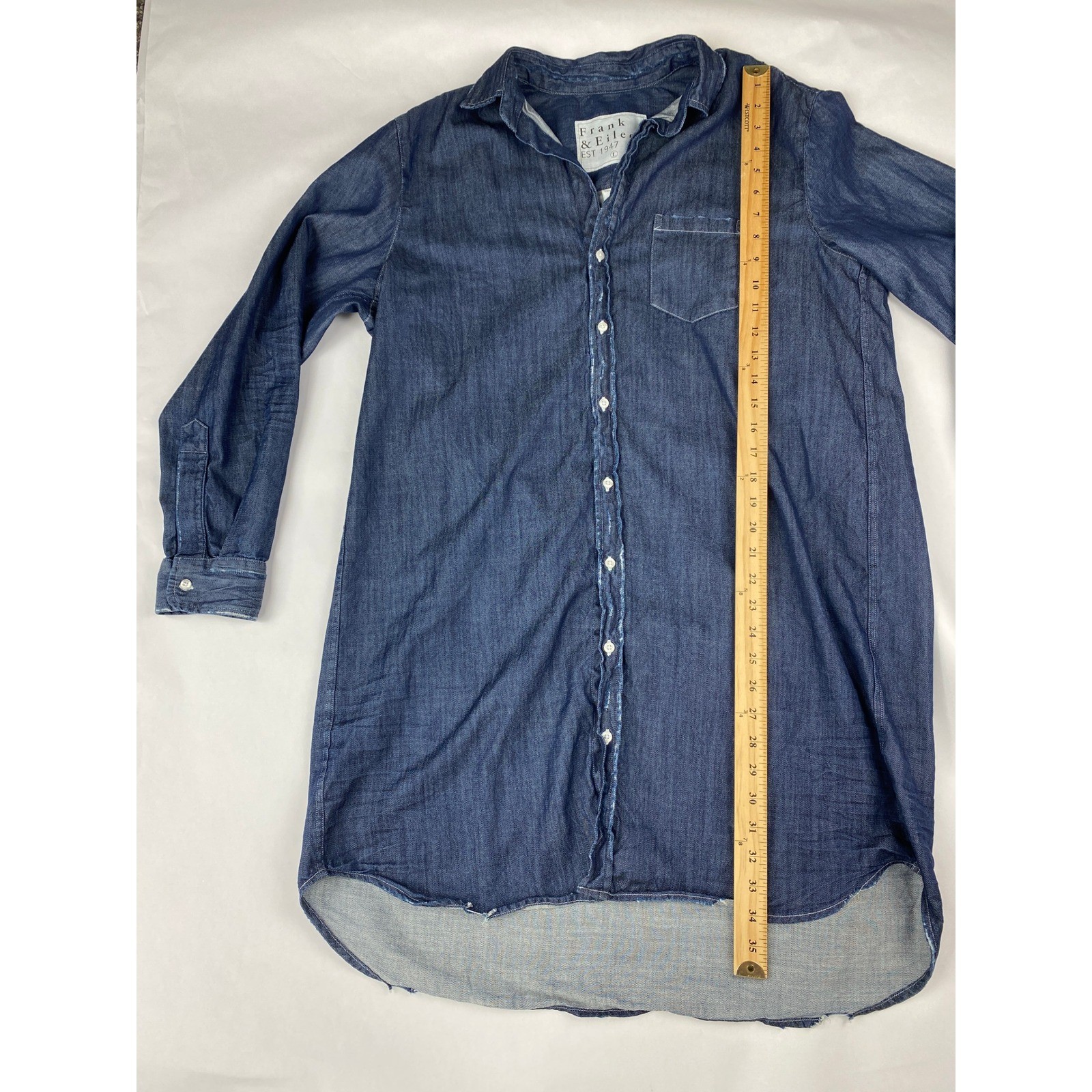 Frank & Eileen Mary Shirtdress Women&rsquo;s Size Large Dark Wash Distressed