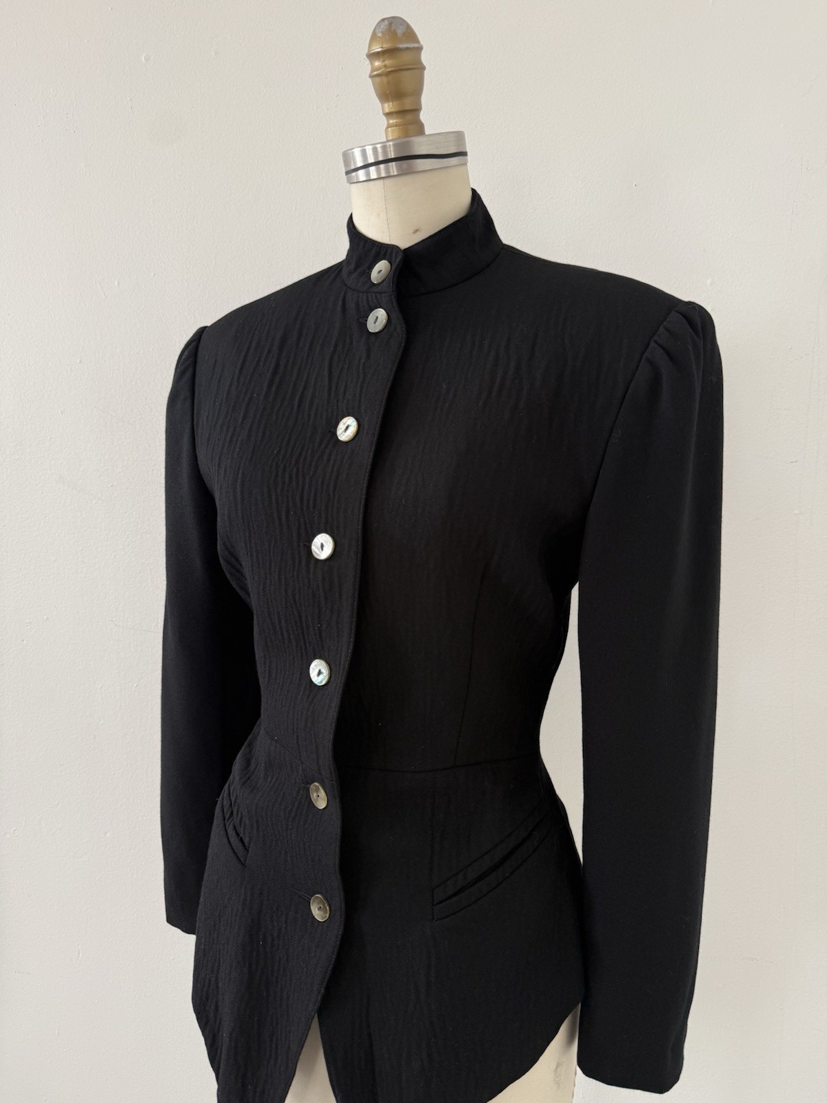 80s Avant Garde Paris Designer Premonville Dewavrin Fitted Wool Tailcoat Jacket