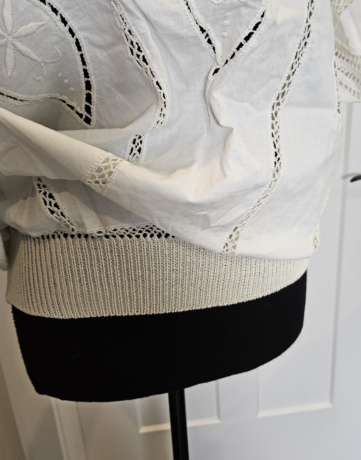 VTG NOS Hand Made BANDO Crochet Lace 100% Cotton Linen Tunic Large Women&rsquo;s Top