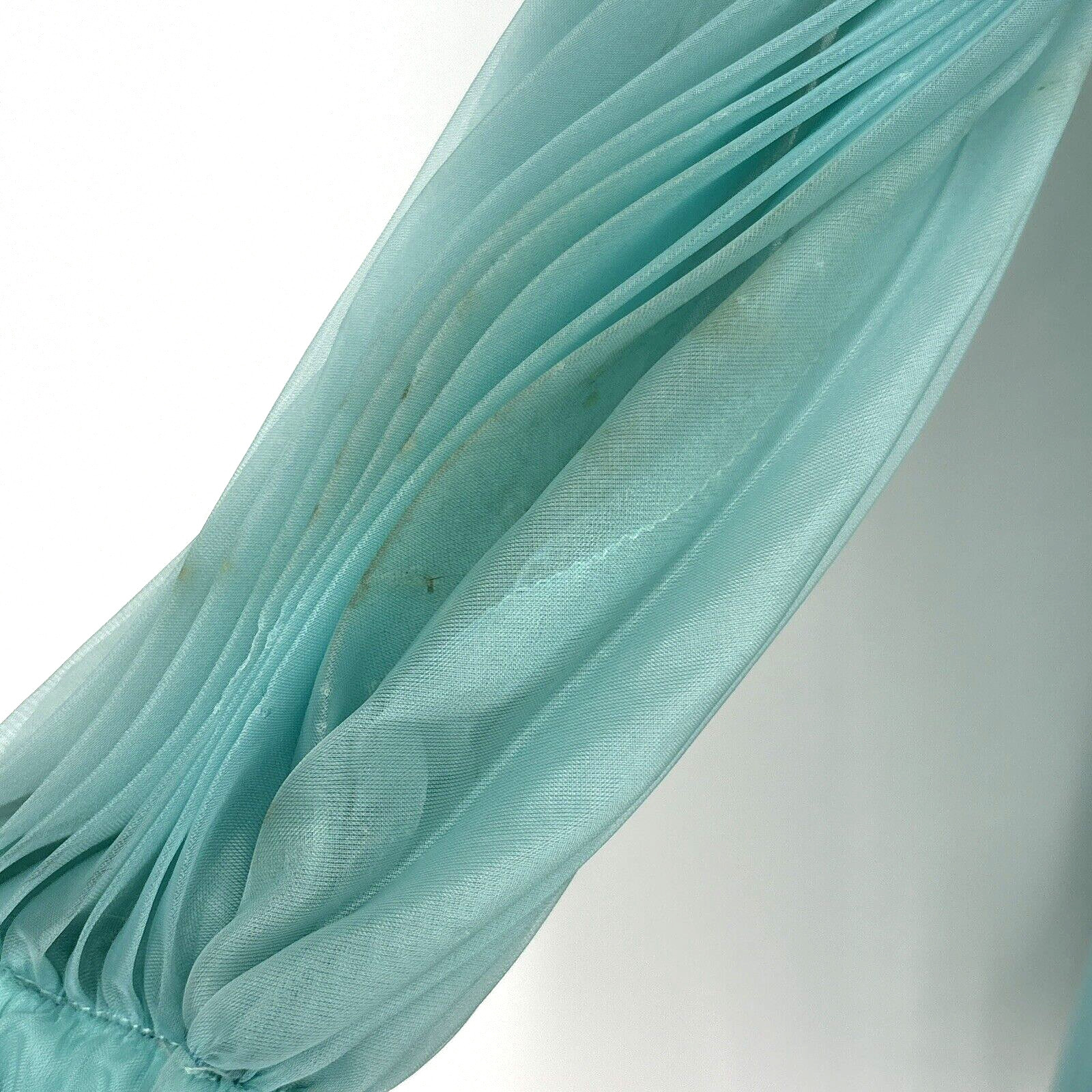 Vintage 1950&rsquo;s Montgomery Ward Aqua Chiffon Dress Gown 26&Prime; Waist Tags *READ*