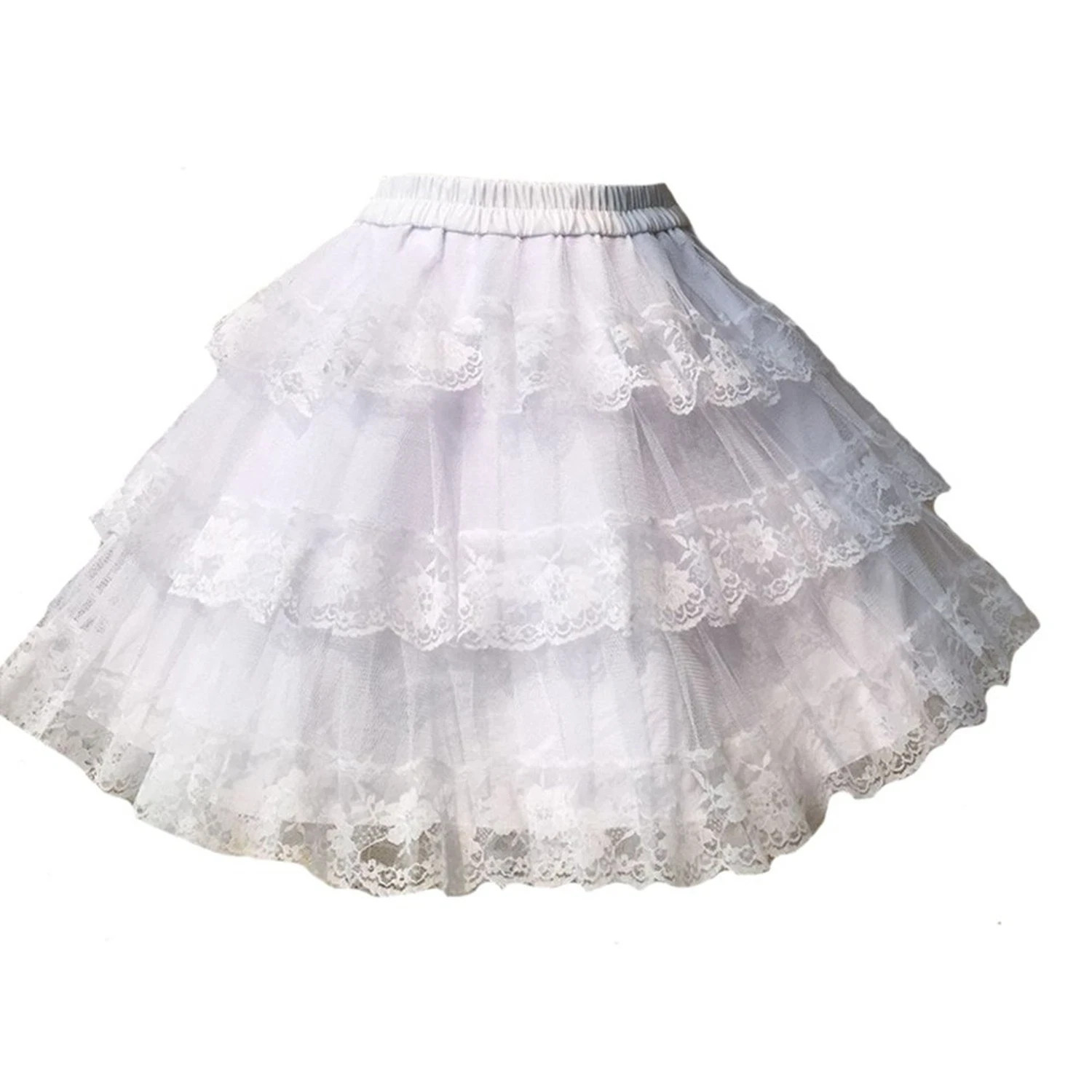 3-Layered Gothic Layered Ruffled Luxury Vintage Rockabilly Petticoat Crinolin…