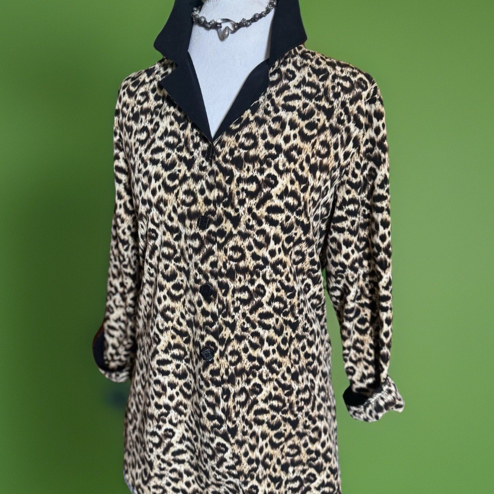 Leopard Vintage 80s/ 90s Oversized Blazer Dress Tunic | Mob Wife | Shoulder Pads