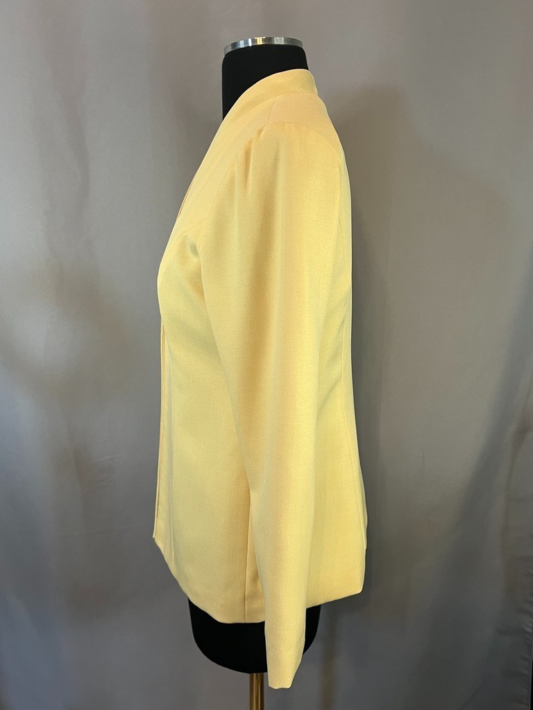 Vintage Brownstone Studio Pale Yellow Blazer Size 6 Minimalist Open Front USA