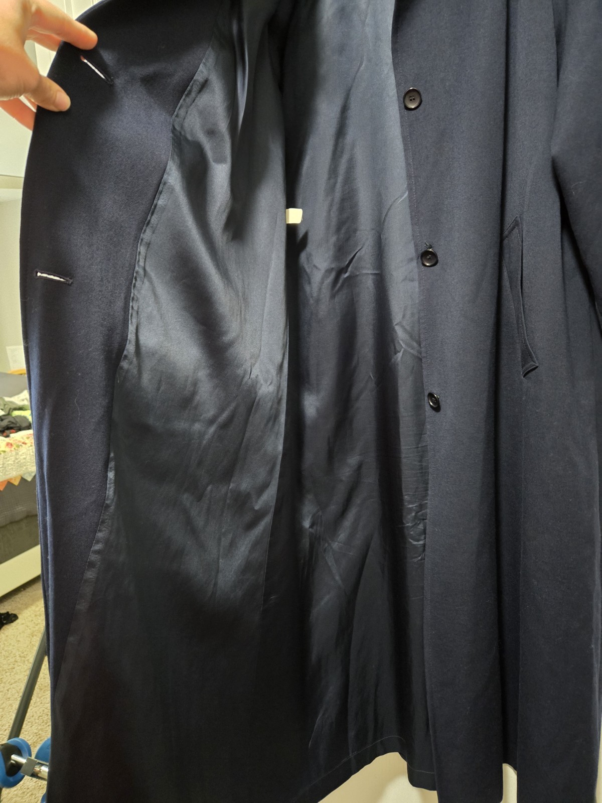 Vintage Tempo Europa London Fog 100% Wool Trench Coat Women&rsquo;s 12 Regular Blue
