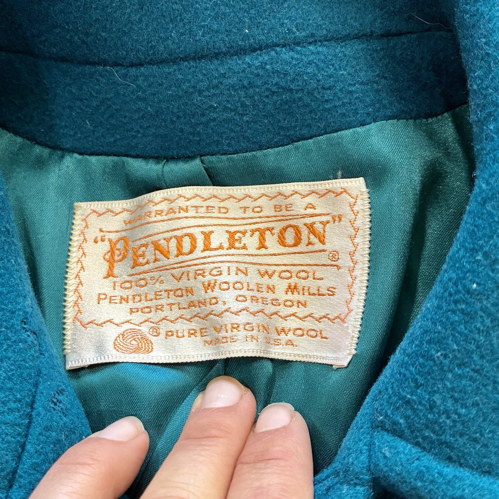 VTG 1970s Pendleton Virgin Wool Lined Teal Trench Coat Women&rsquo;s Size 10 Old Money