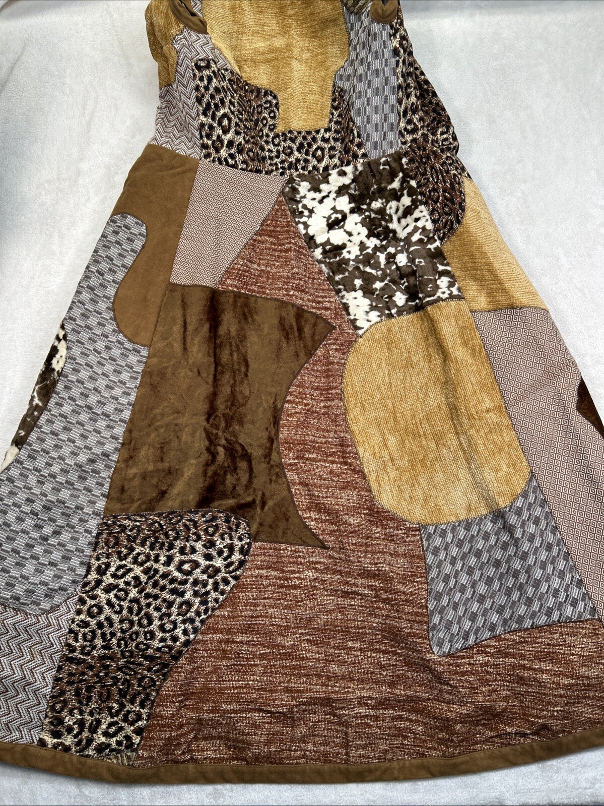 Vtg Mountain Artisans abstract Patchwork Artsy Duster Vest Long Mixed Fabrics