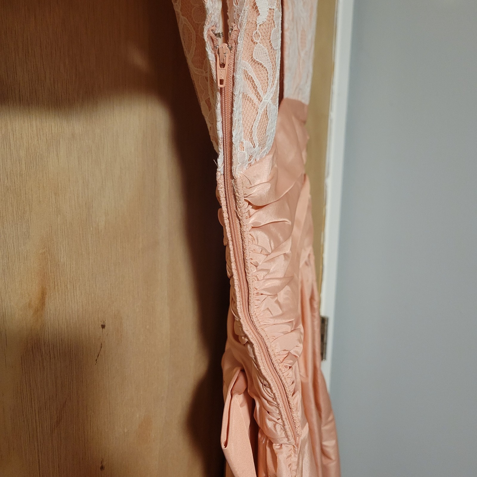 Vintage 80s Blush Pink Cocktail Dress with Lace, Size XS