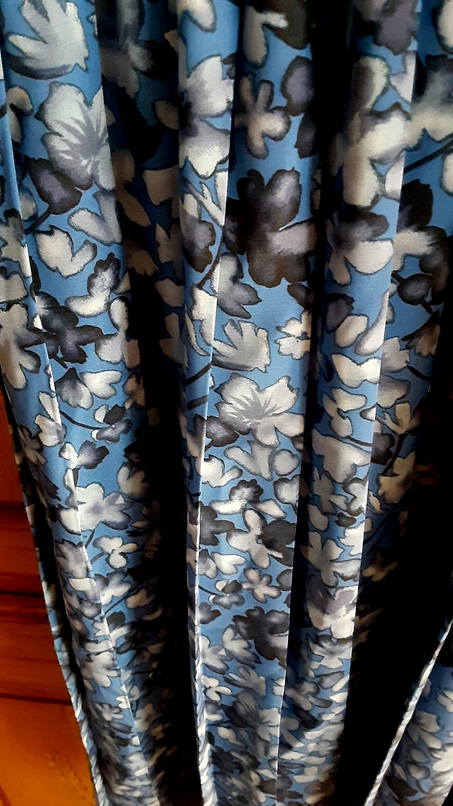 Vintage LESLIE FAY Summer Blue Shirtdress Floral Pleated NO BELT Size 14P 14