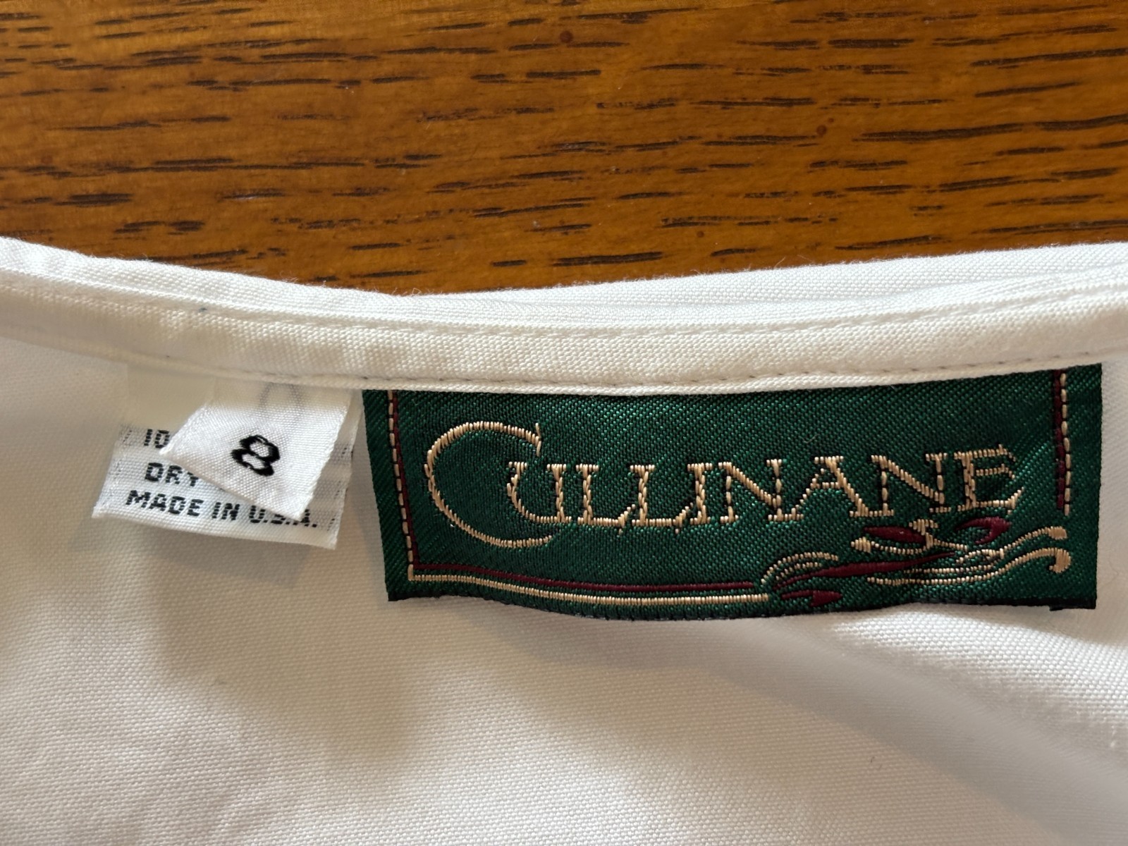 Vintage Cullinane White Cotton Nautical Womens Blouse Size 8 Button Down w/ Bow