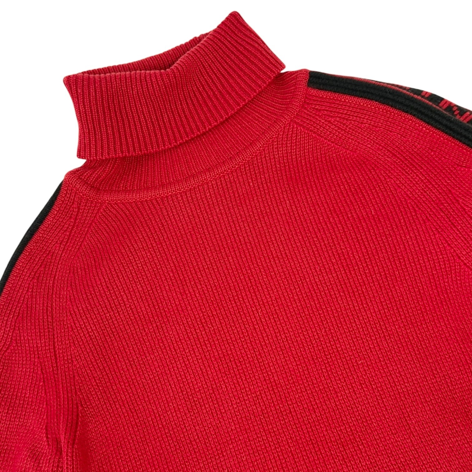CELINE Vintage Logo Turtleneck Cashmere Knit Sweater Top #S Red 902216