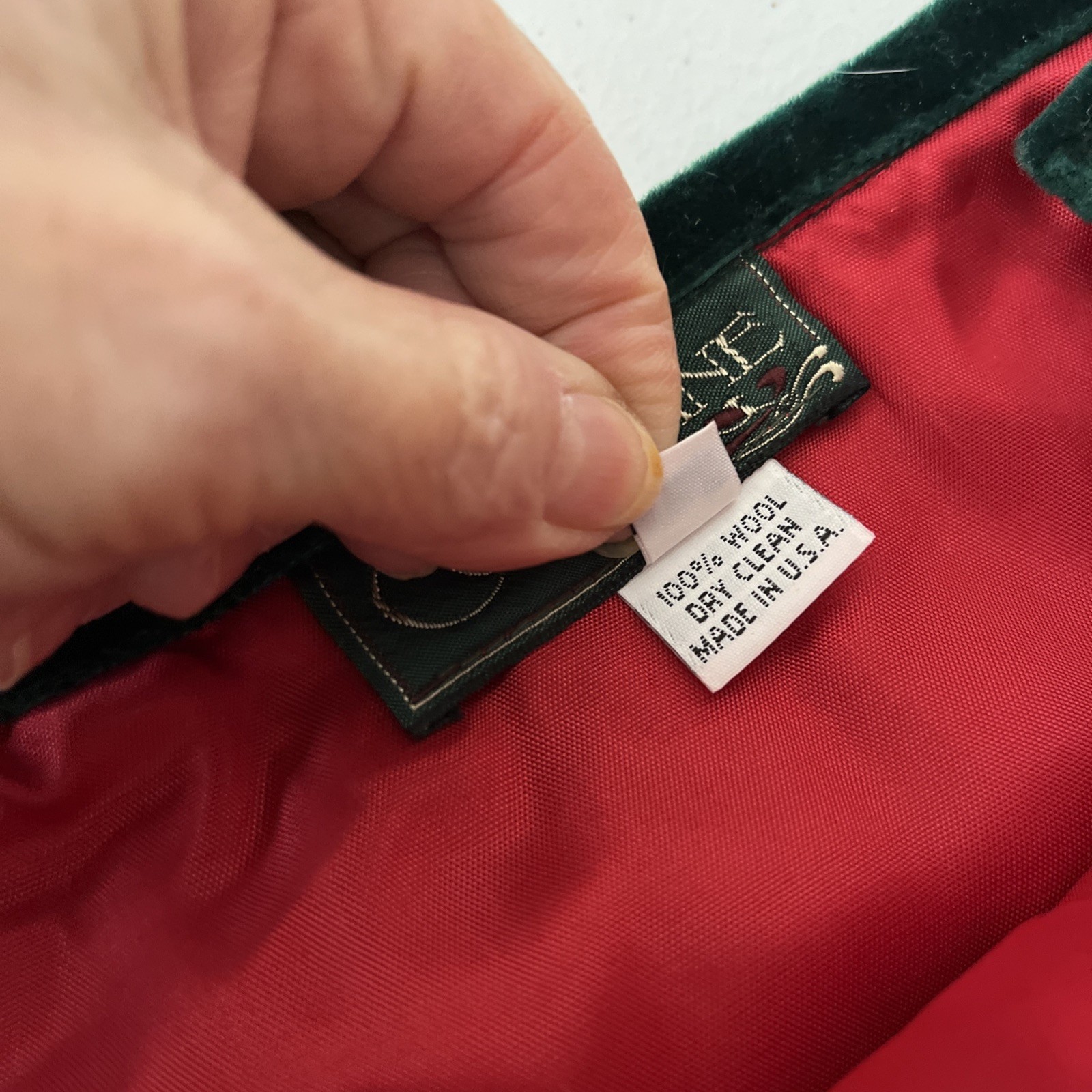 Vintage Cullinane Holiday Red Green Long Wool Pleated Skirt w/Velvet Trim Sz. 12