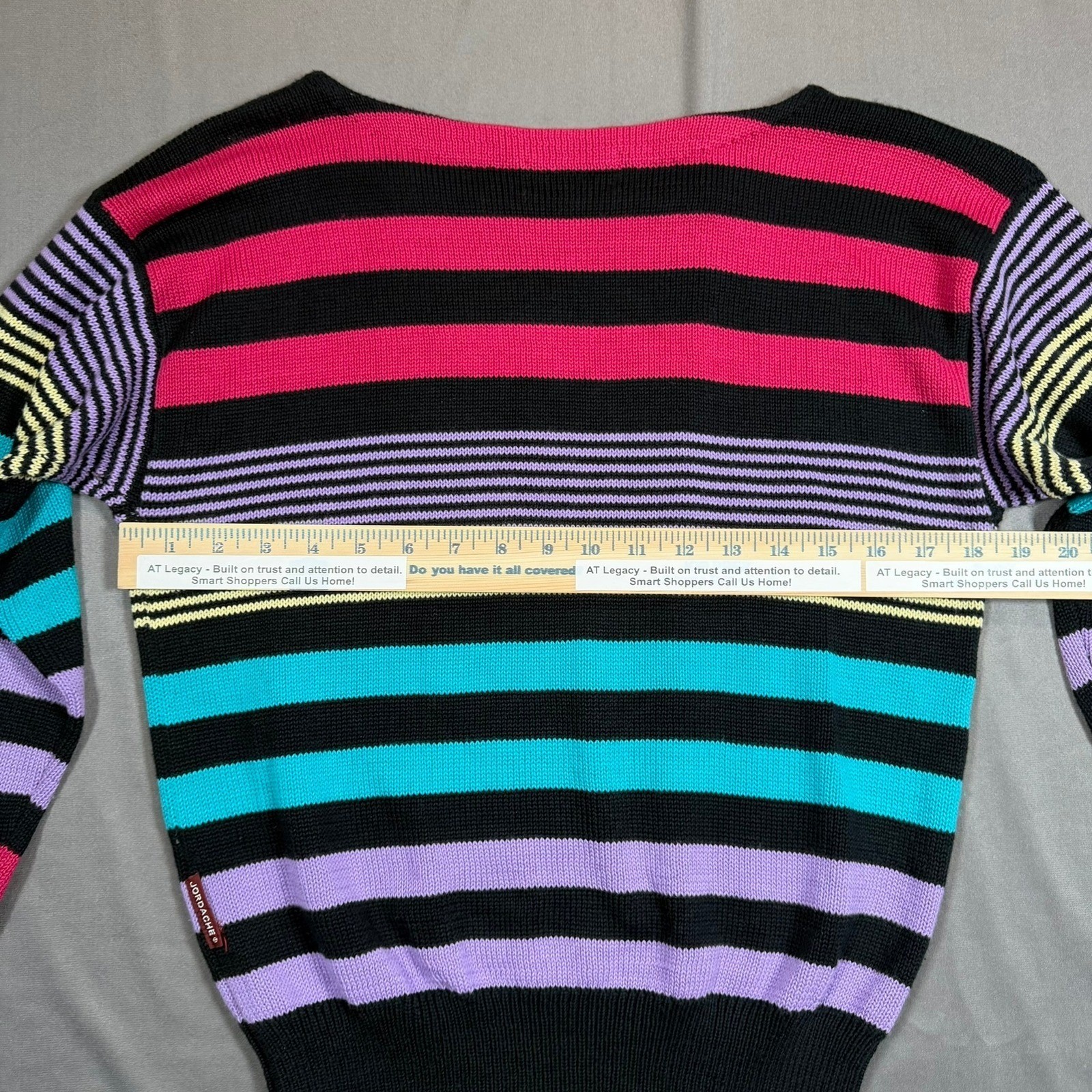 Jordache Vintage Womens Medium Multicolor Striped Knit Boat Neck Sweater Casual