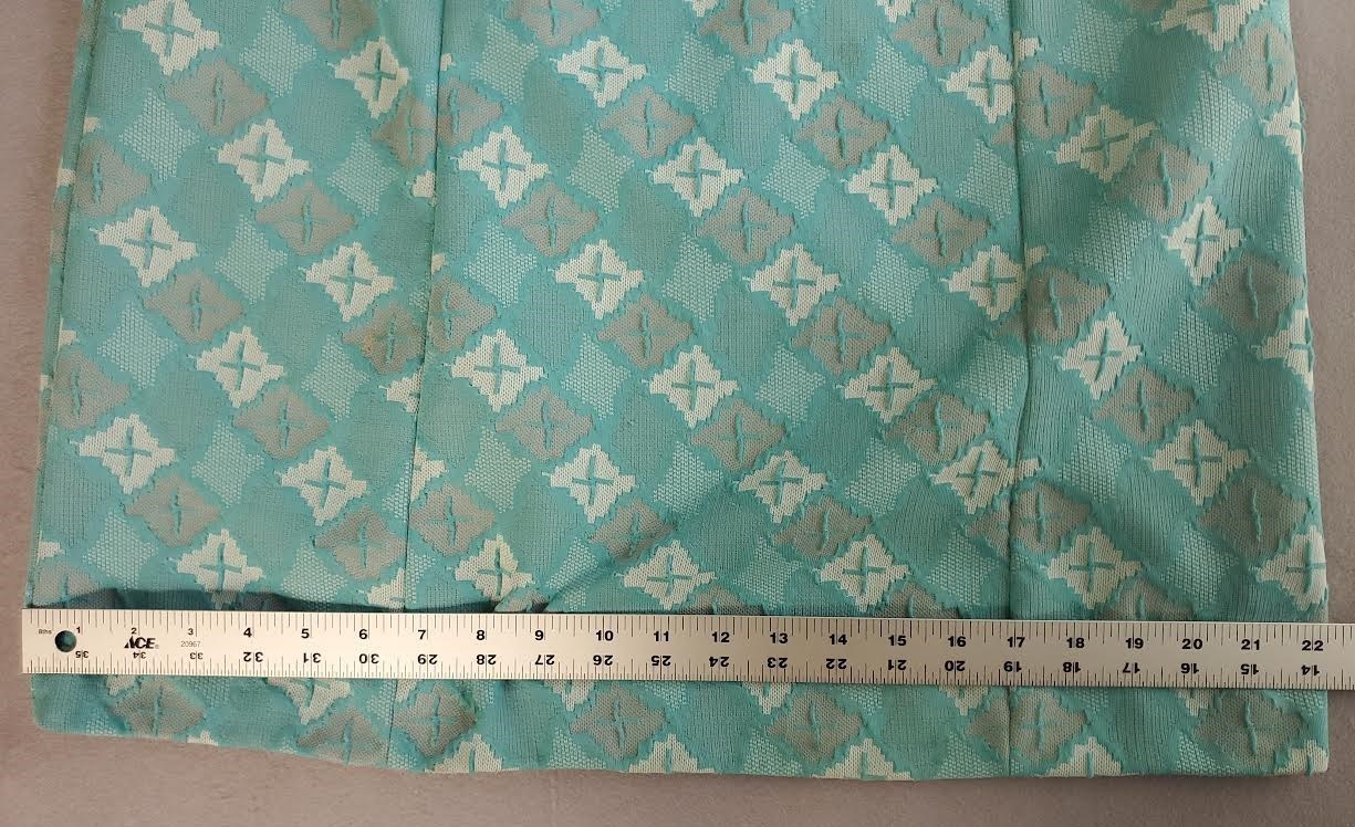 VTG 1970S Geometric Double Knit Shift Dress, Aqua/White Sleeveless Mod Tie L 12