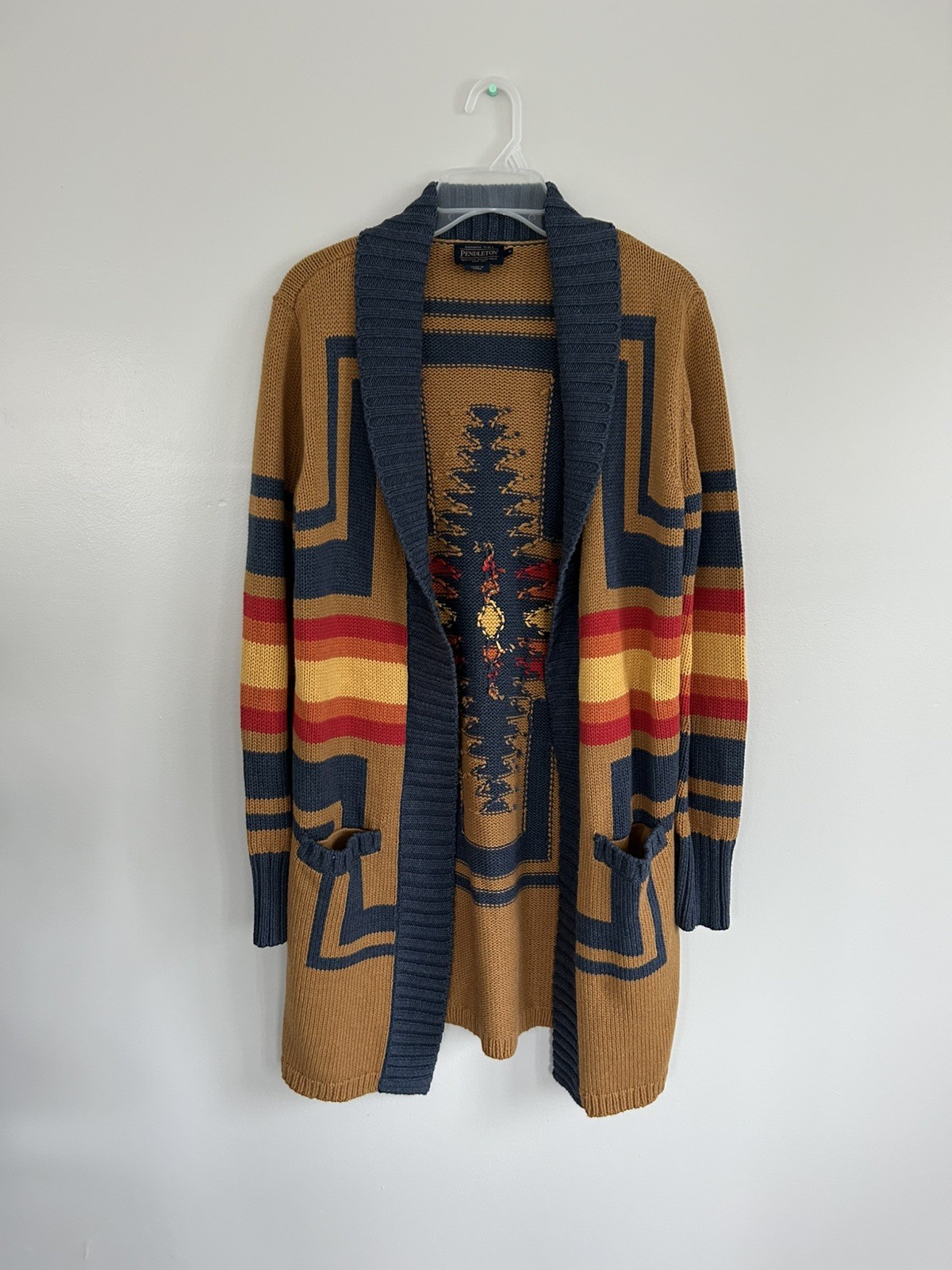 Pendleton Harding Open Long Cardigan Small Cotton Wool Exc Shape Southwest Aztec