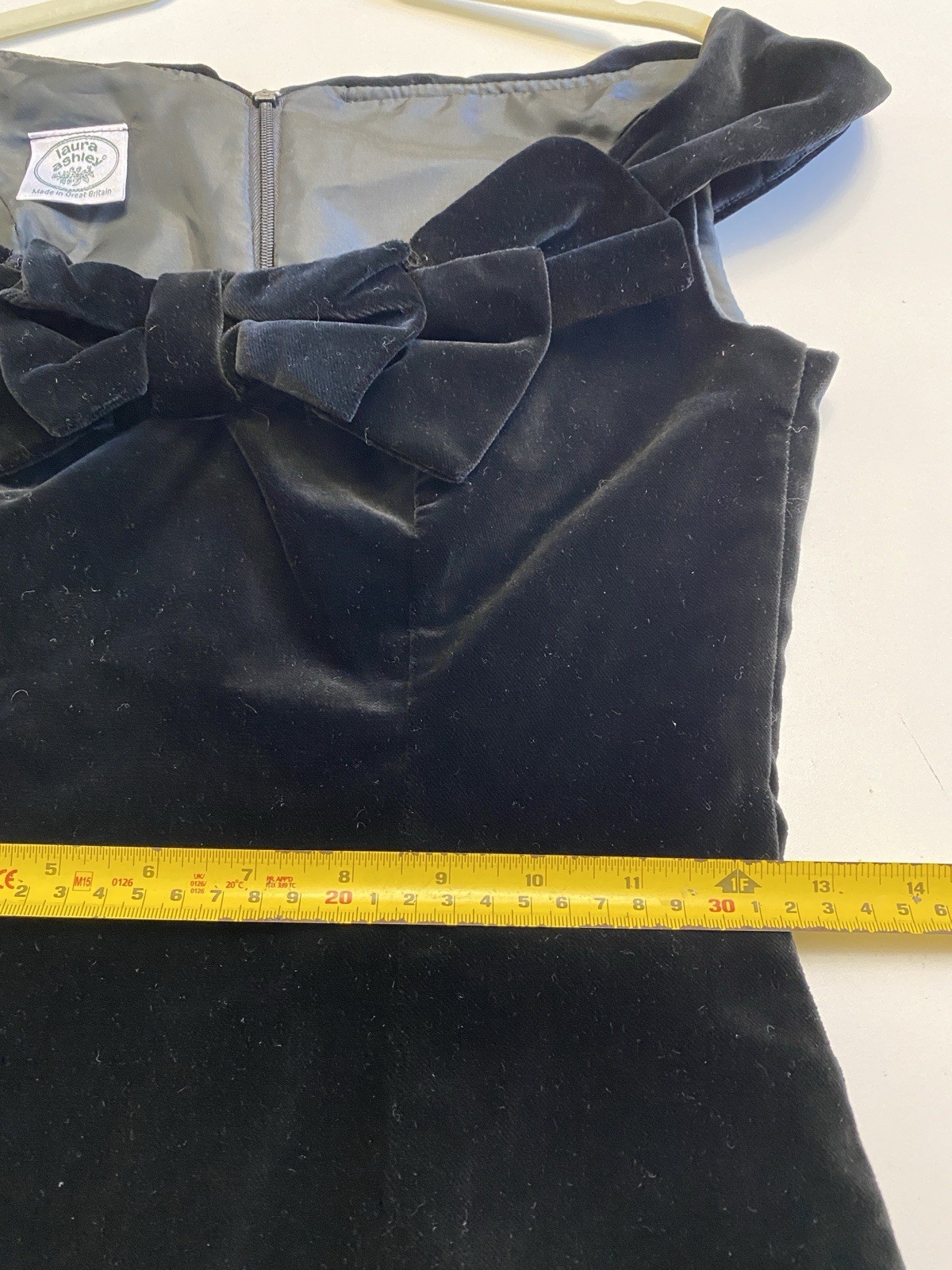 Vintage 80s Laura Ashley 6 Velvet Off Shoulder Cocktail Dress Great Britain Mini