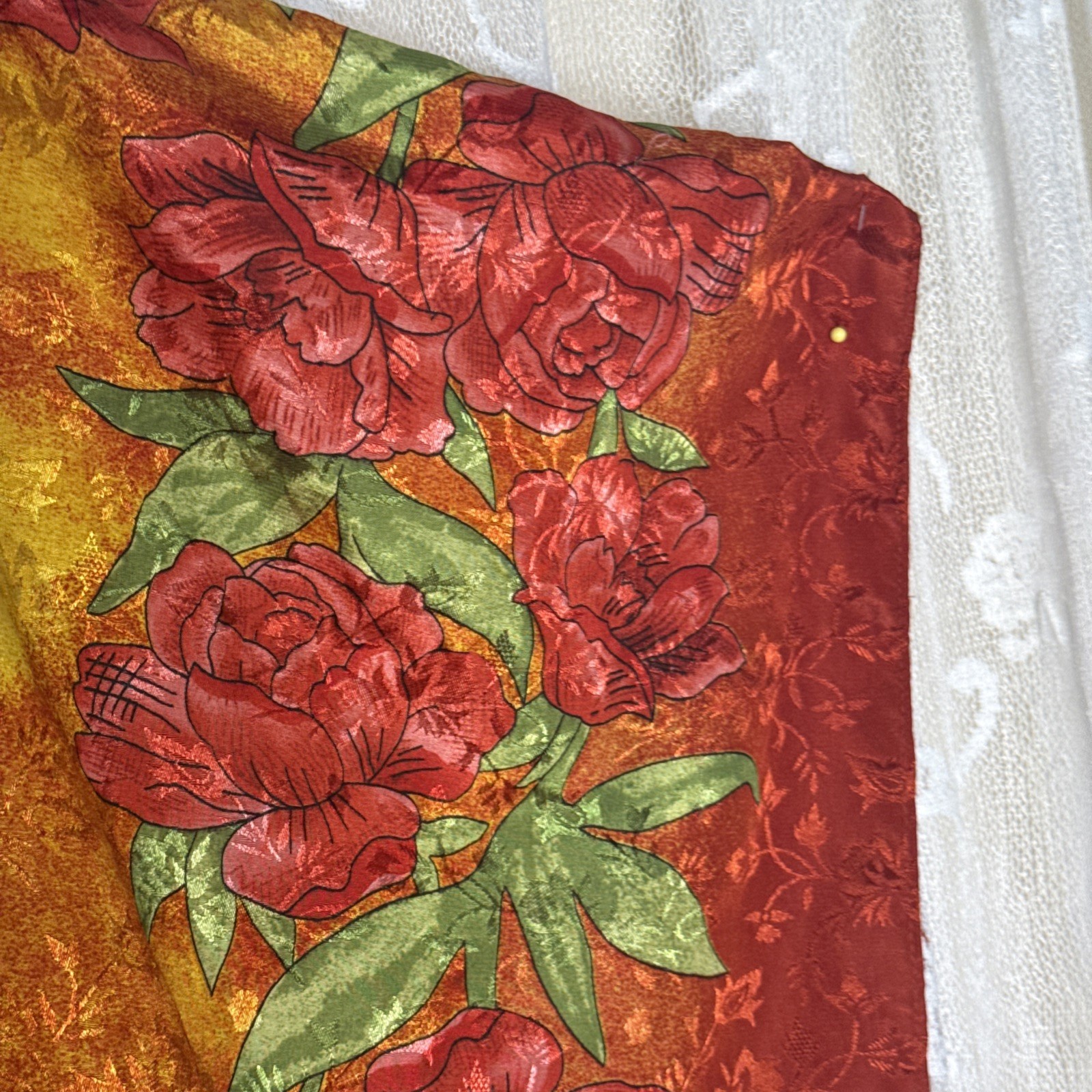Vintage Simply Basic Multicolor Floral Jacquard One Size Pockets Muumuu Caftan