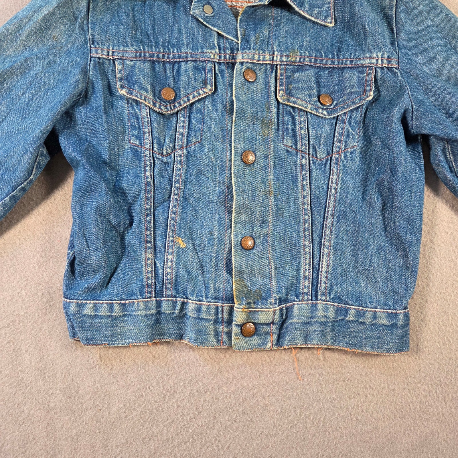 Vintage Sears Jacket Womens Small Denim Snap Put On Shop 80s Workwear Distressed